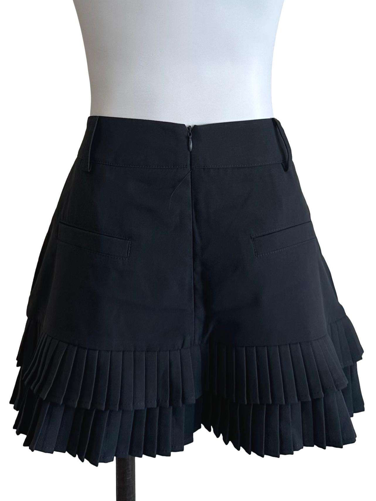 Charcoal Grey Pleated Layered Skort
