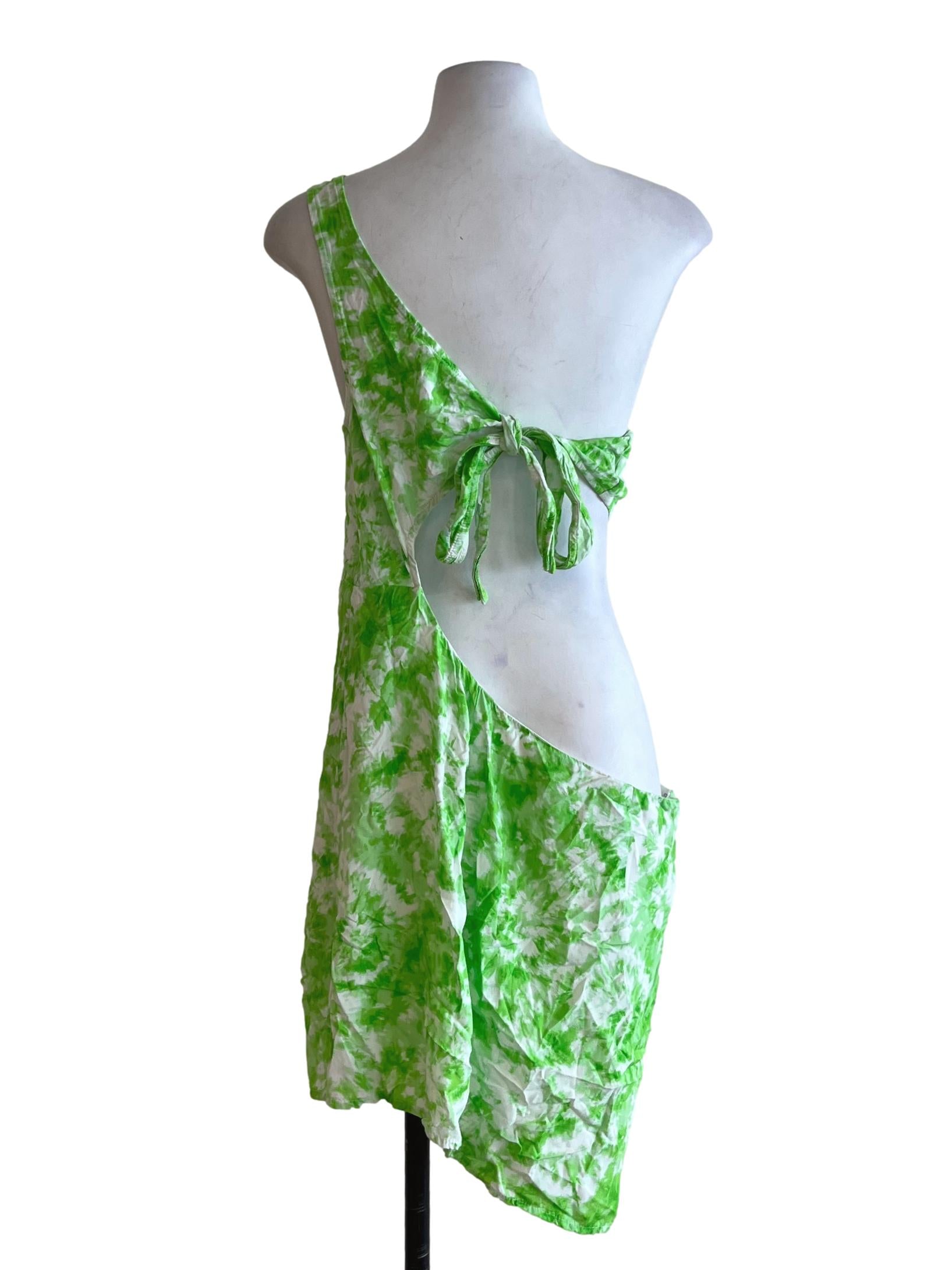 Lime Green Abstract Sheath Dress