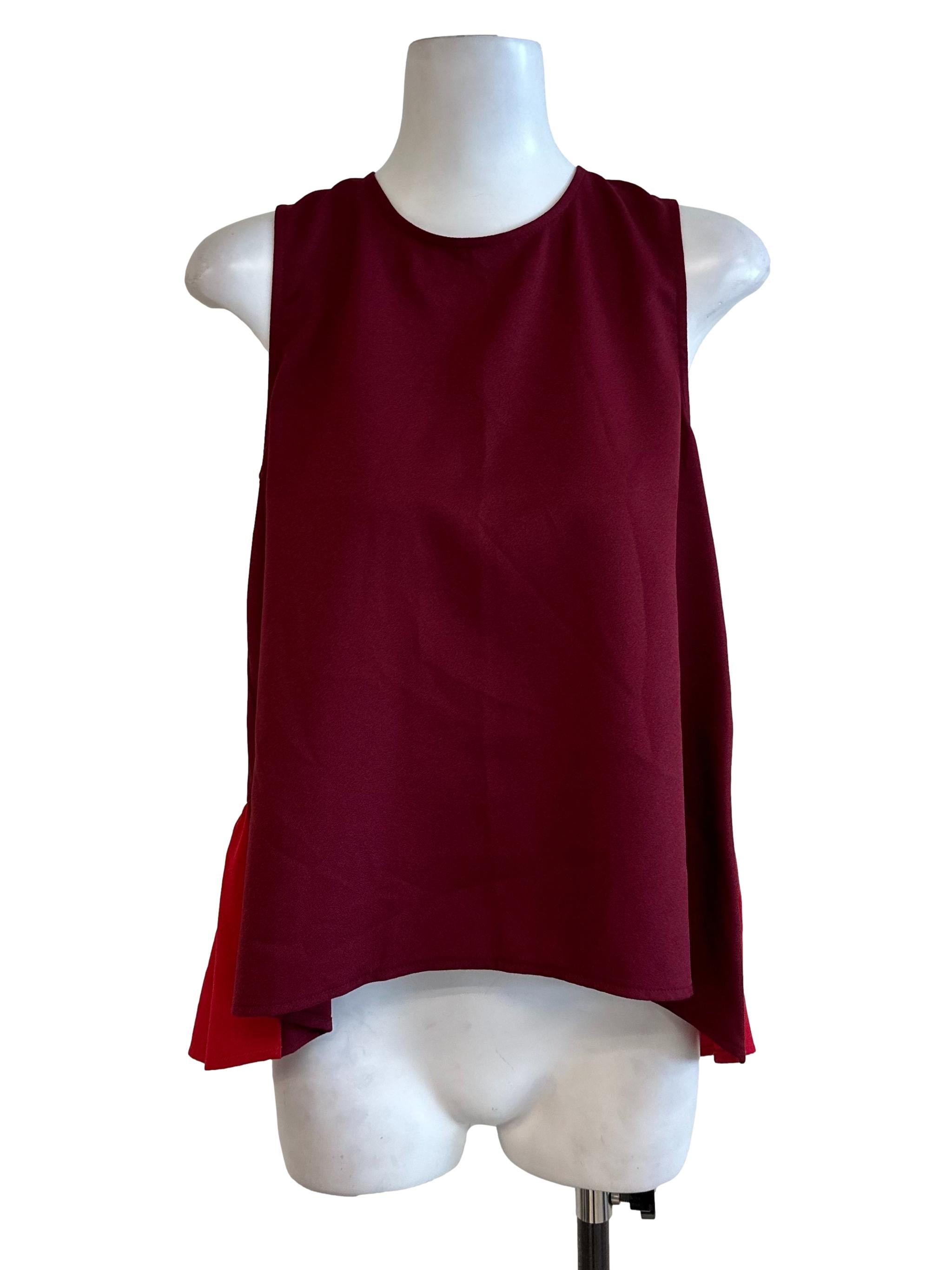 Maroon Red Back Ruffle Top