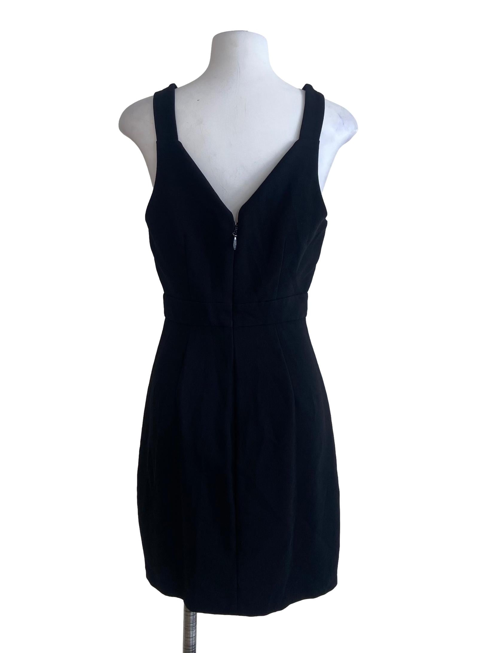 Black Sleeveless Twill Apron Dress