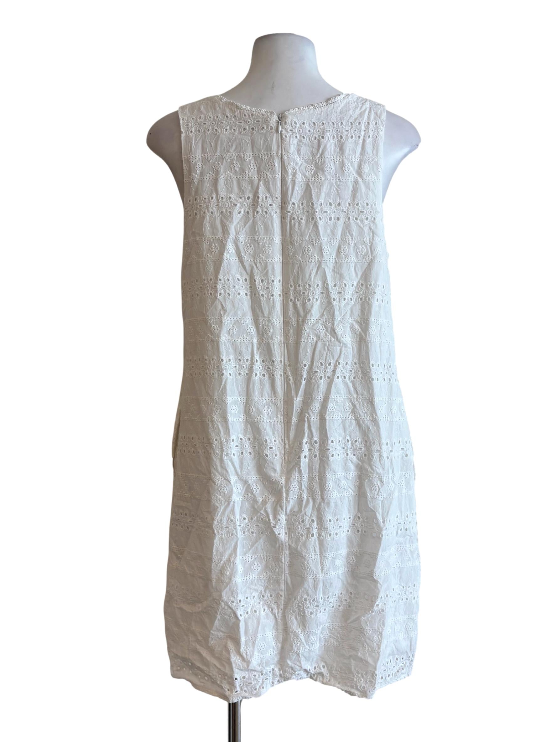 Powder White Square Neck Cotton Dress