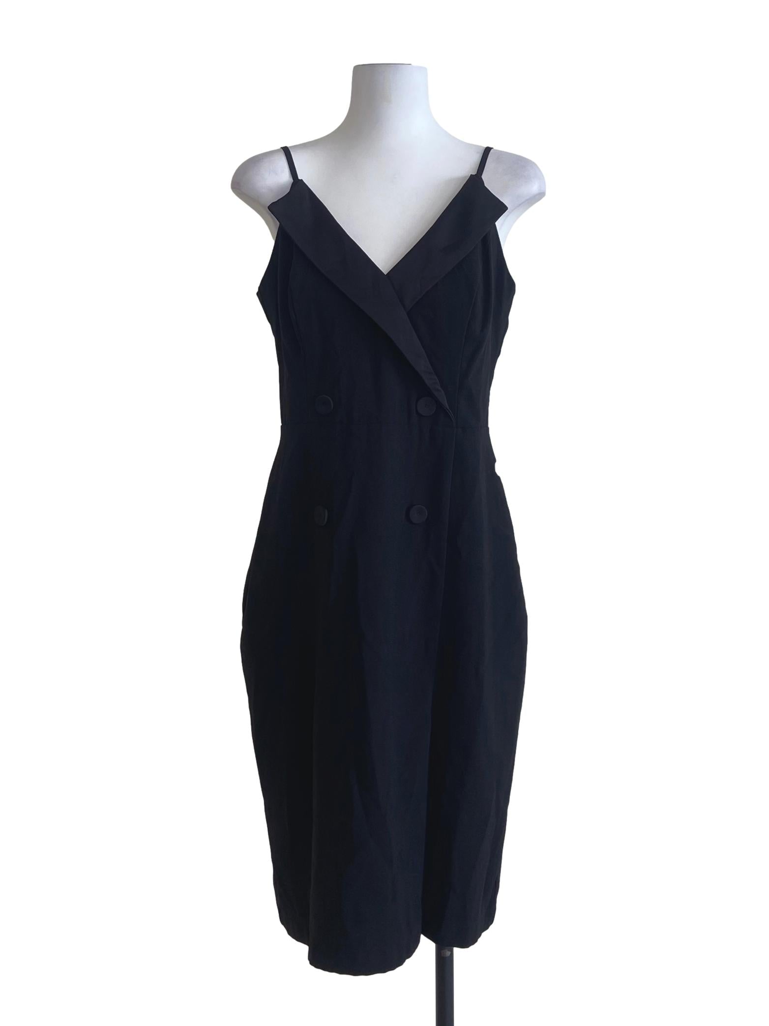 Black Spaghetti Strap Slit Dress
