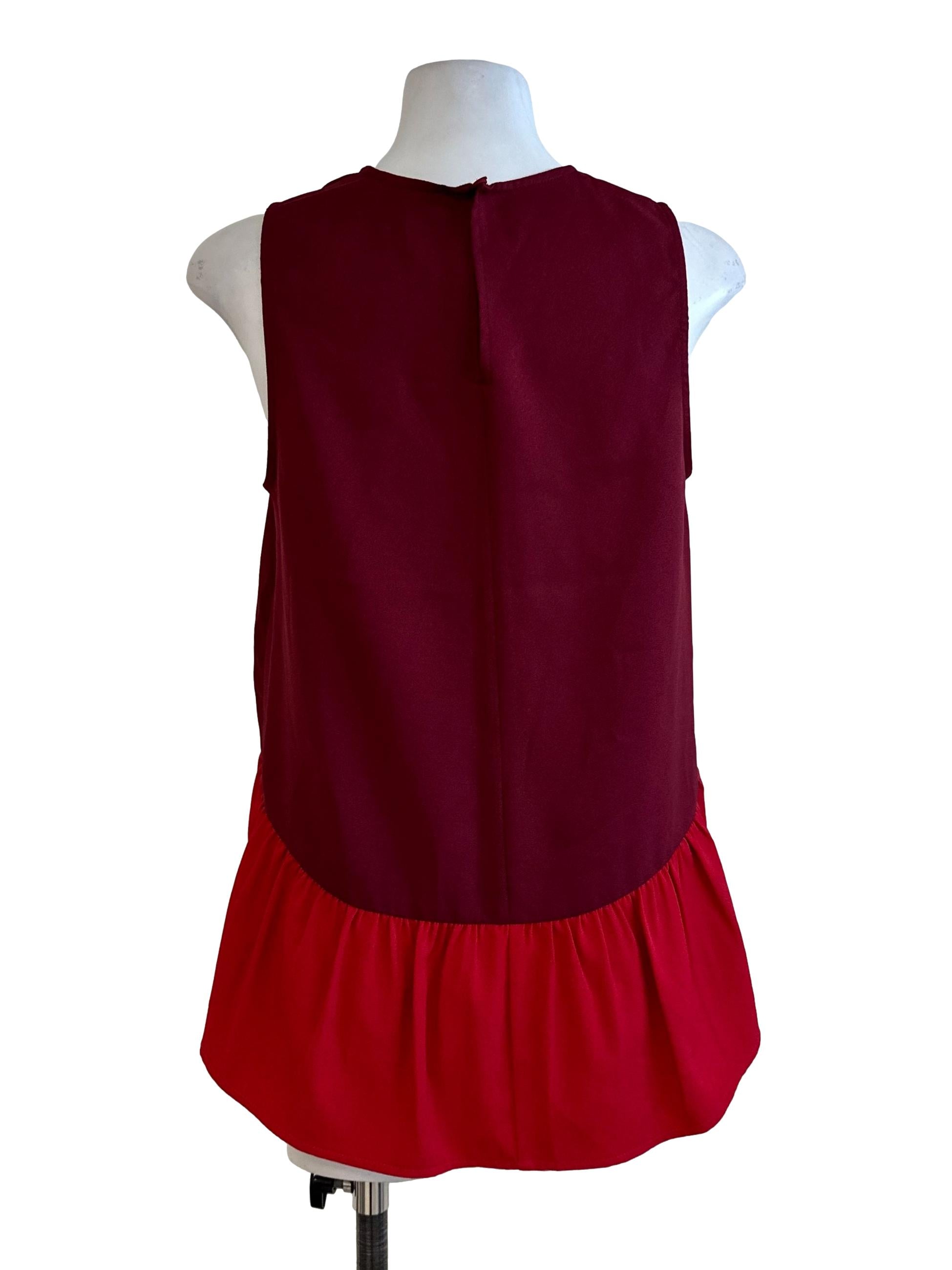 Maroon Red Back Ruffle Top