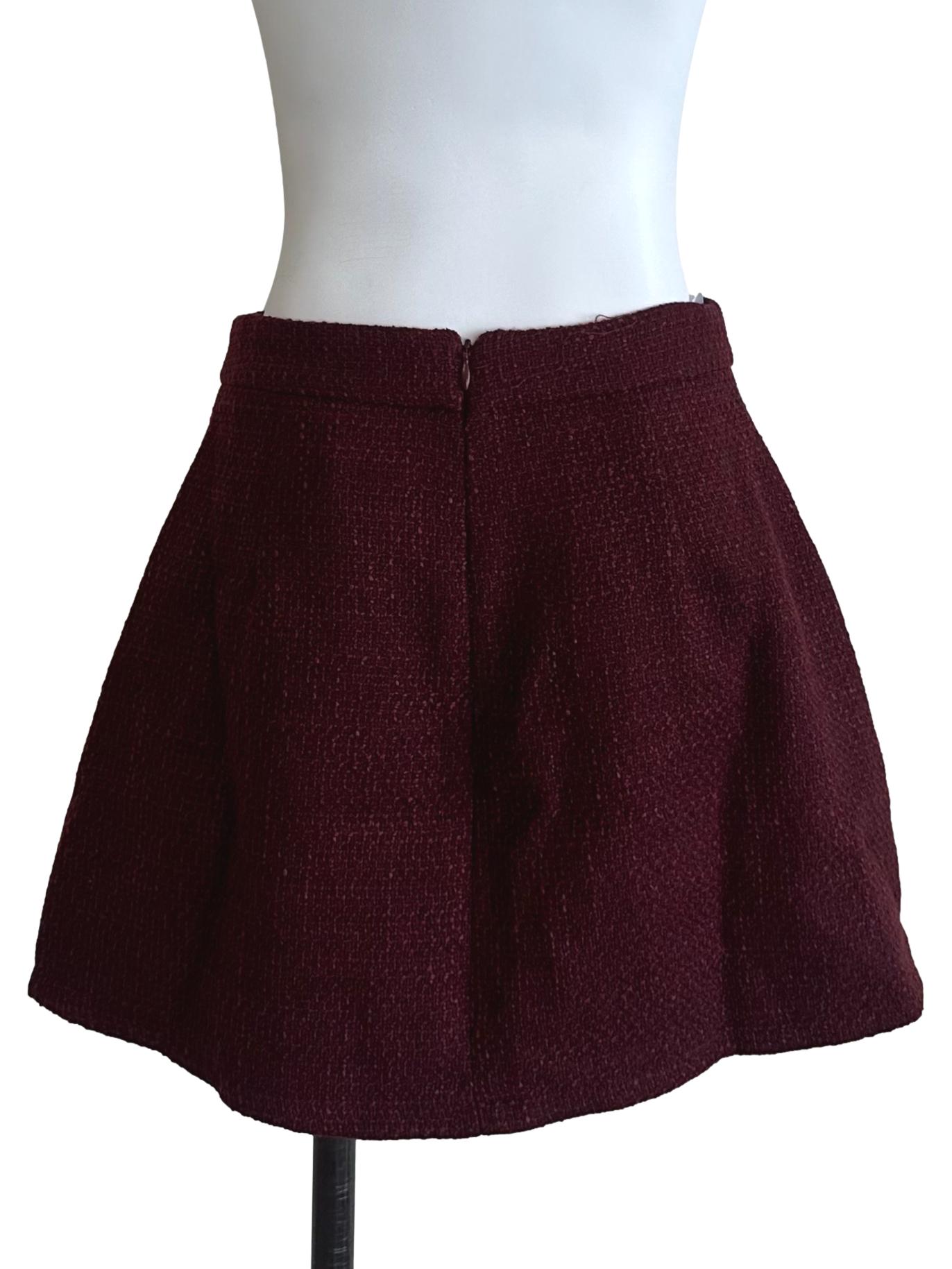 Maroon Red Tweed Textured Skort