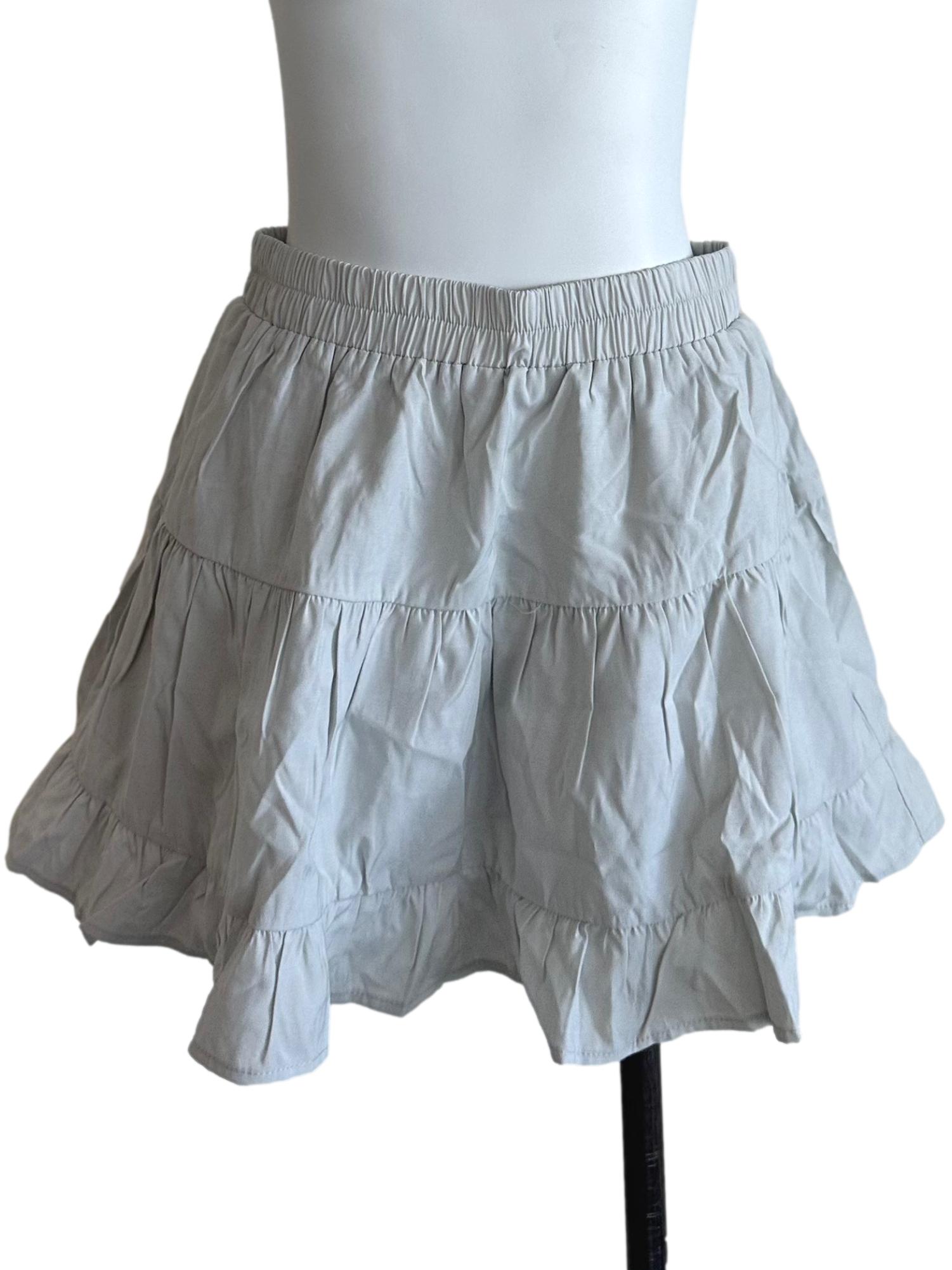 Ash Grey Elastic Waist Tiered Skort