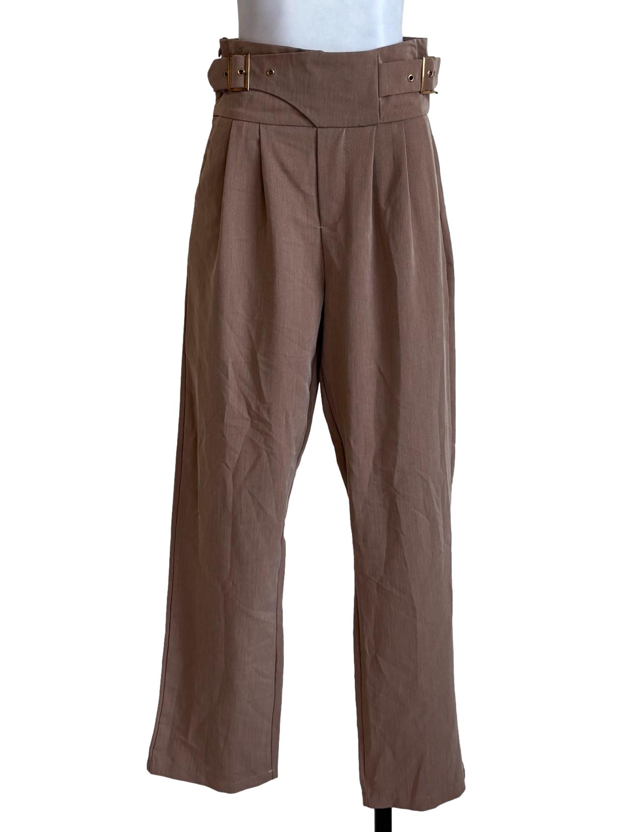 Caramel Brown Pleated Pegged Pants