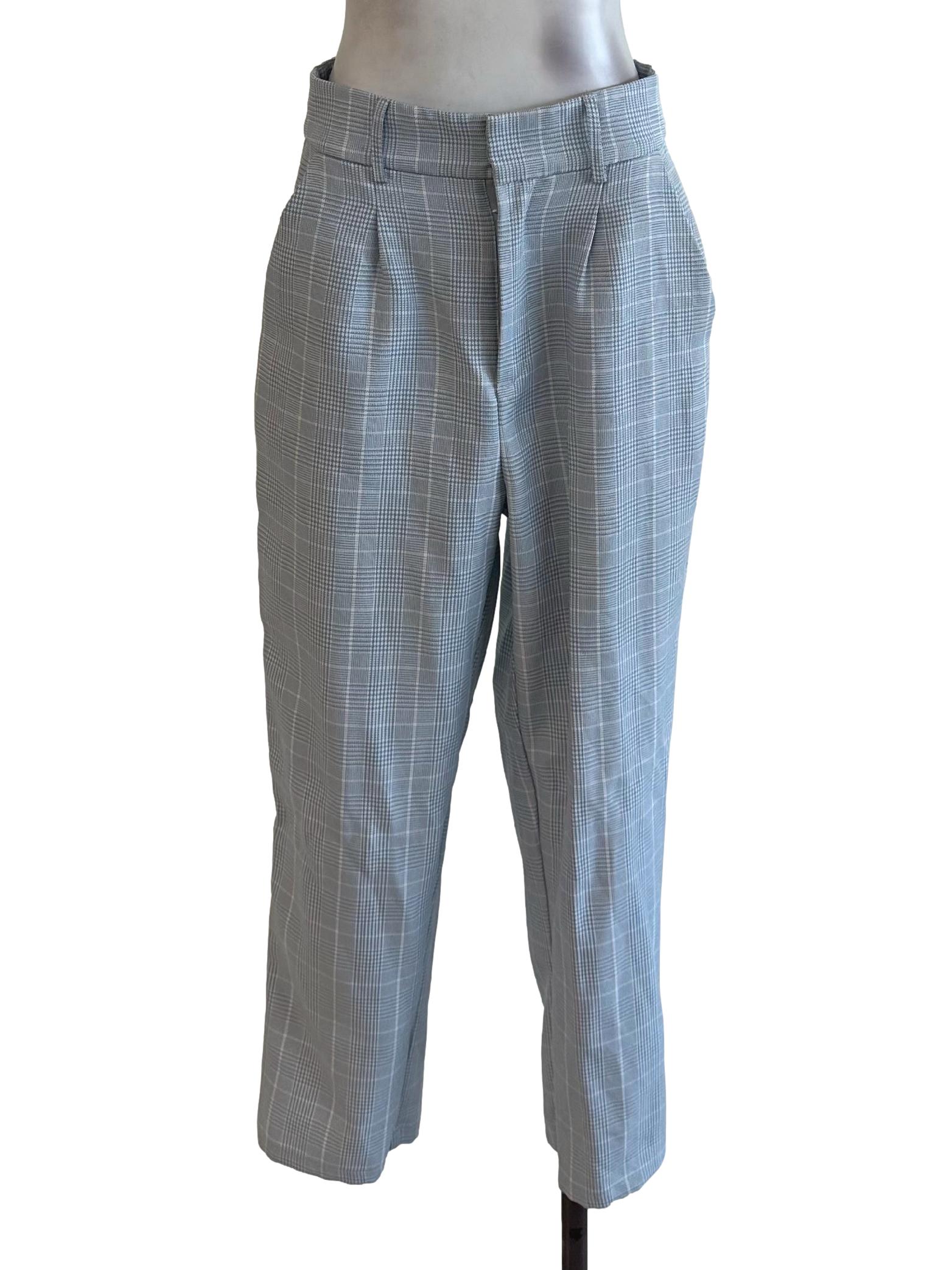 Baby Blue Plaid Pattern Pants LB