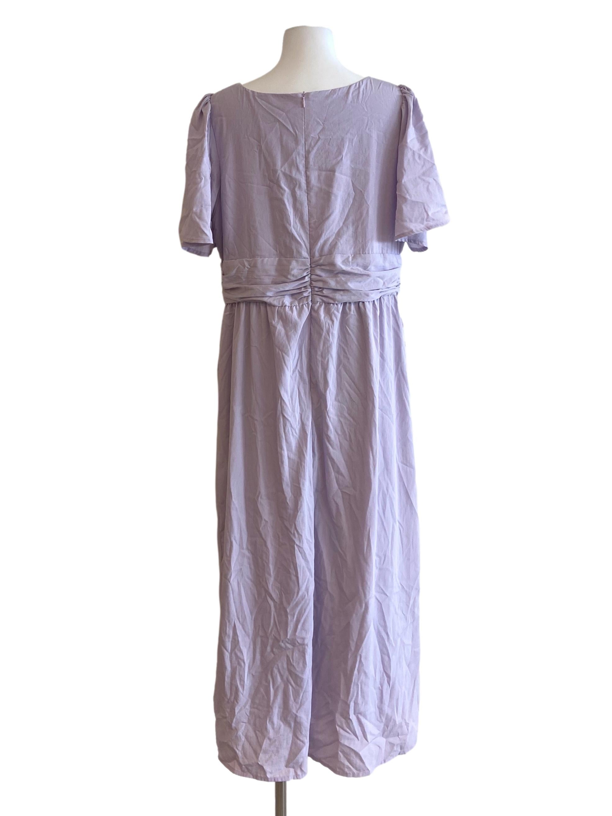 Heather Purple V Neck Empire Dress