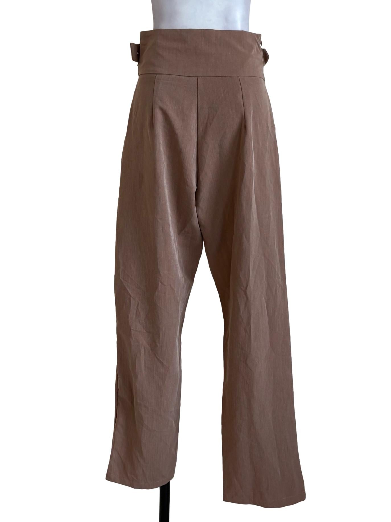Caramel Brown Pleated Pegged Pants