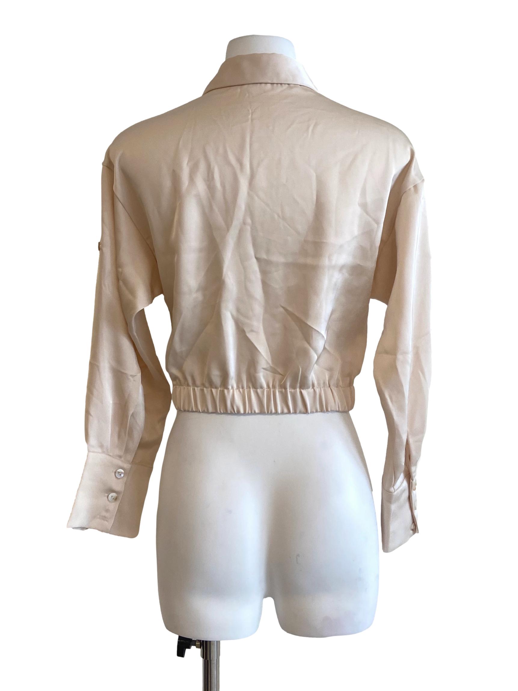 Ivory Button Down Crop Blouse
