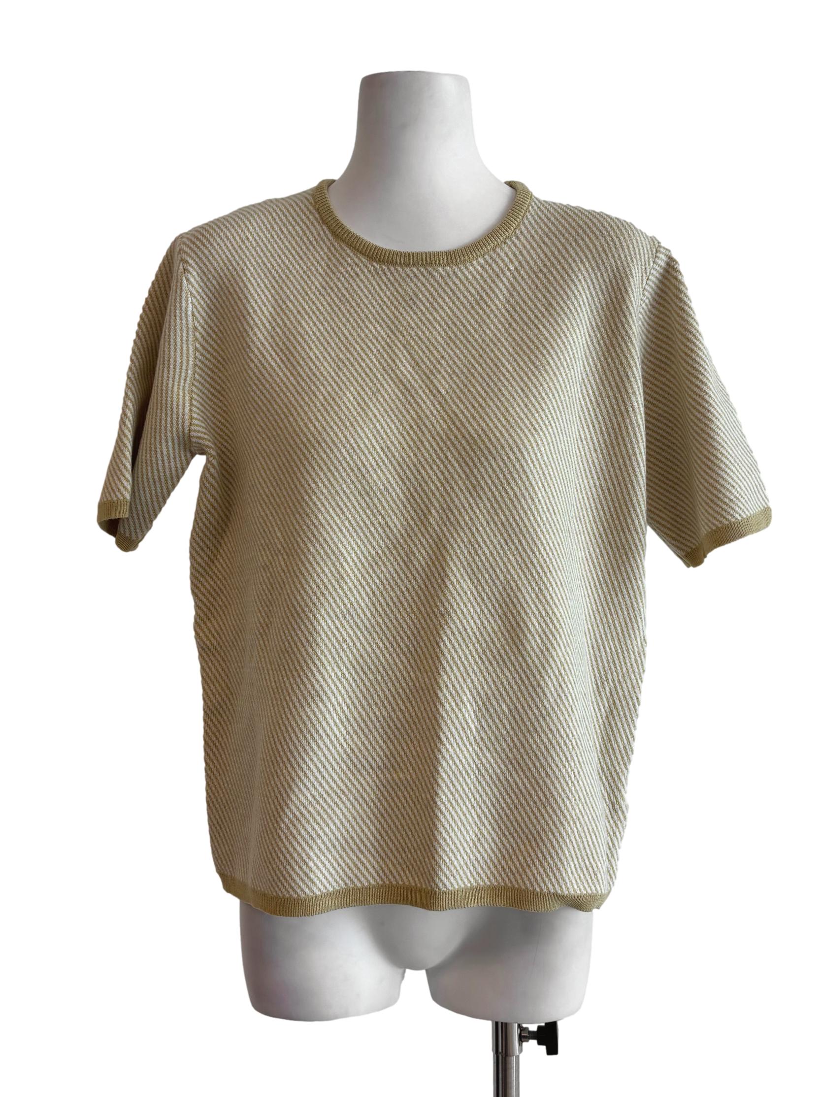Dijon Striped Short Sleeve Knit Top LB