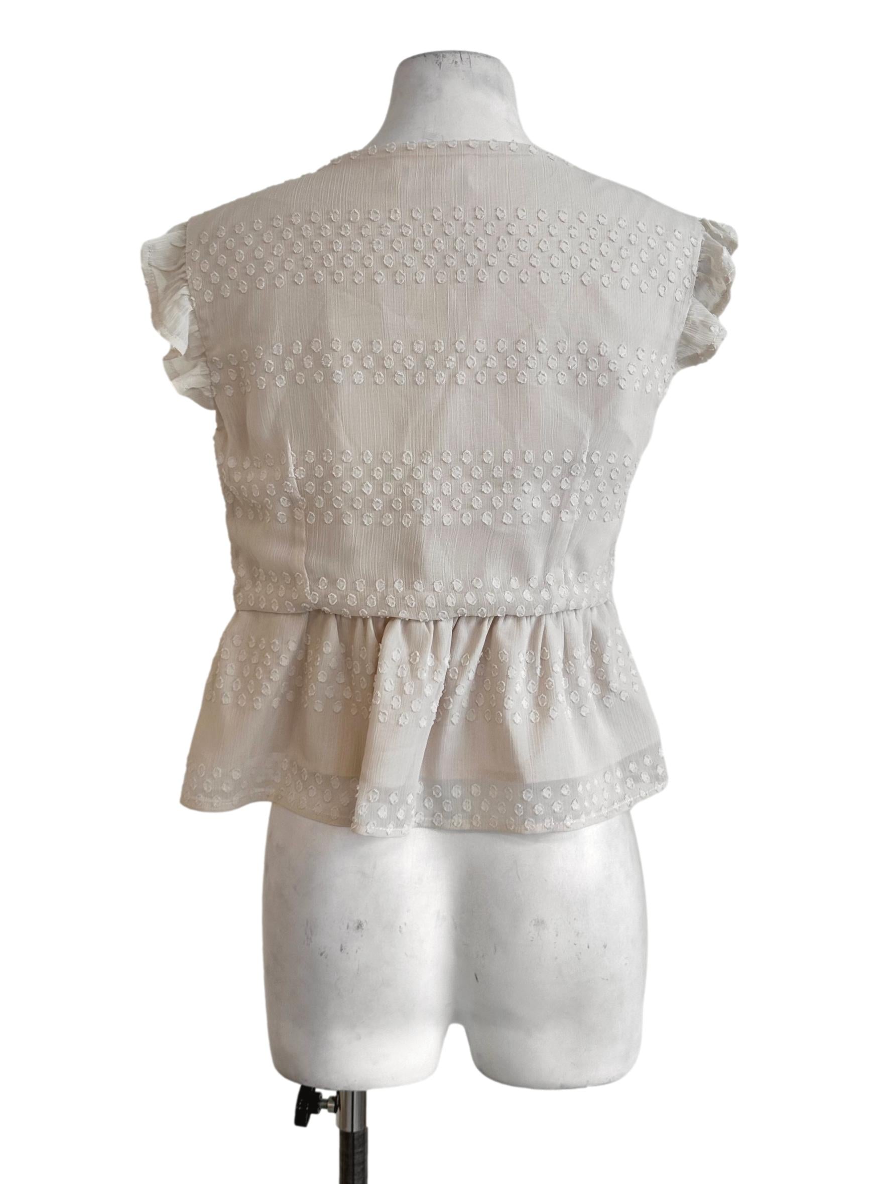 Eggnog Dots Pattern V Neckline Top