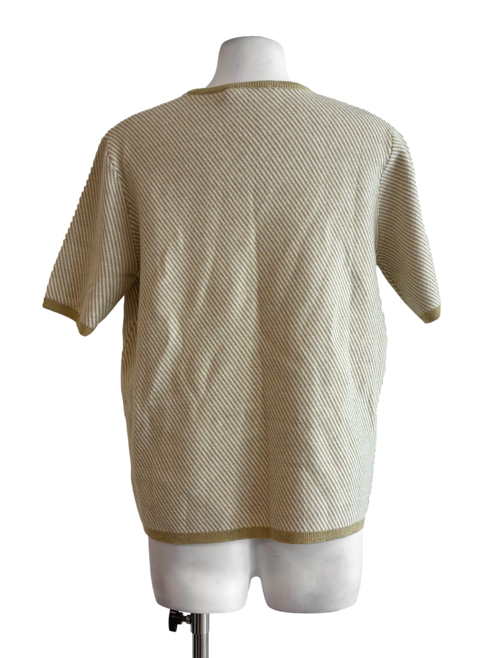 Dijon Striped Short Sleeve Knit Top LB