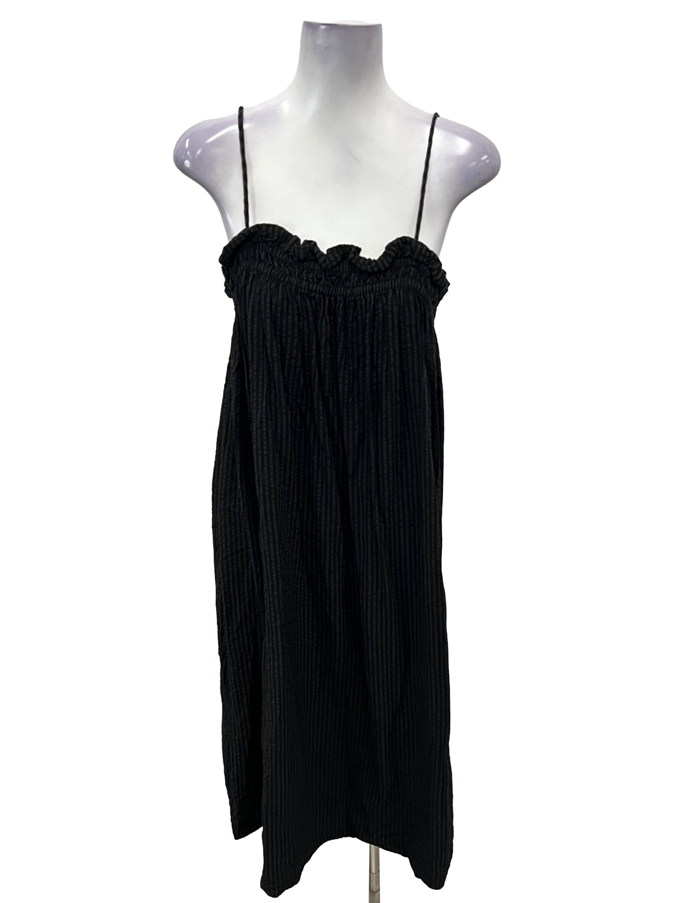 Black Pleat Cami Dress