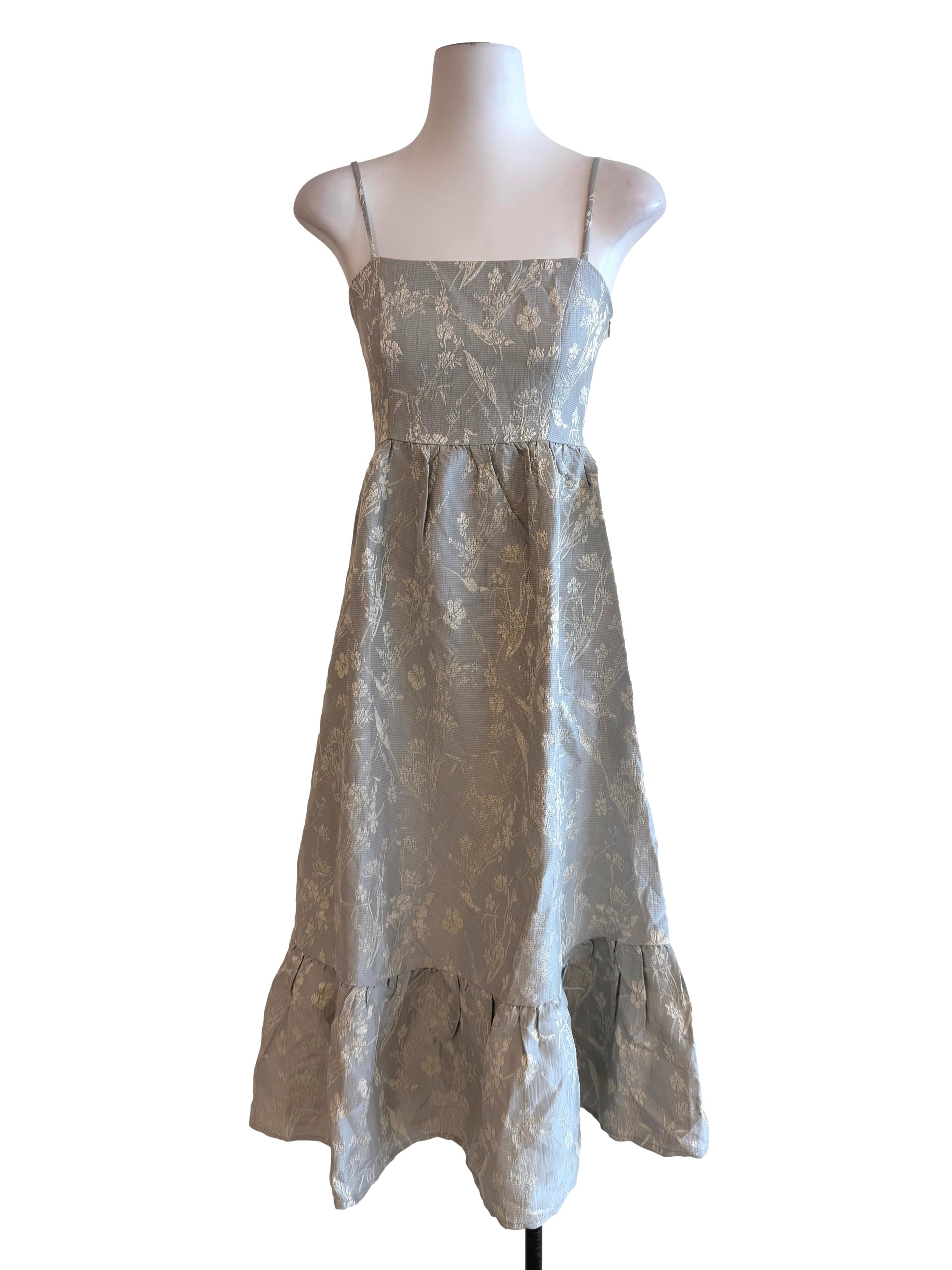 Sky Blue Floral Maxi Dress TWL