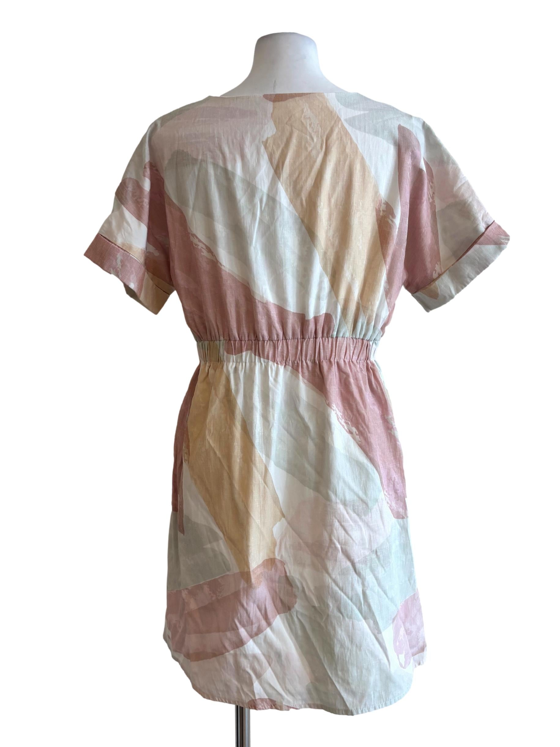 Powder White Surplice Patterned Dress