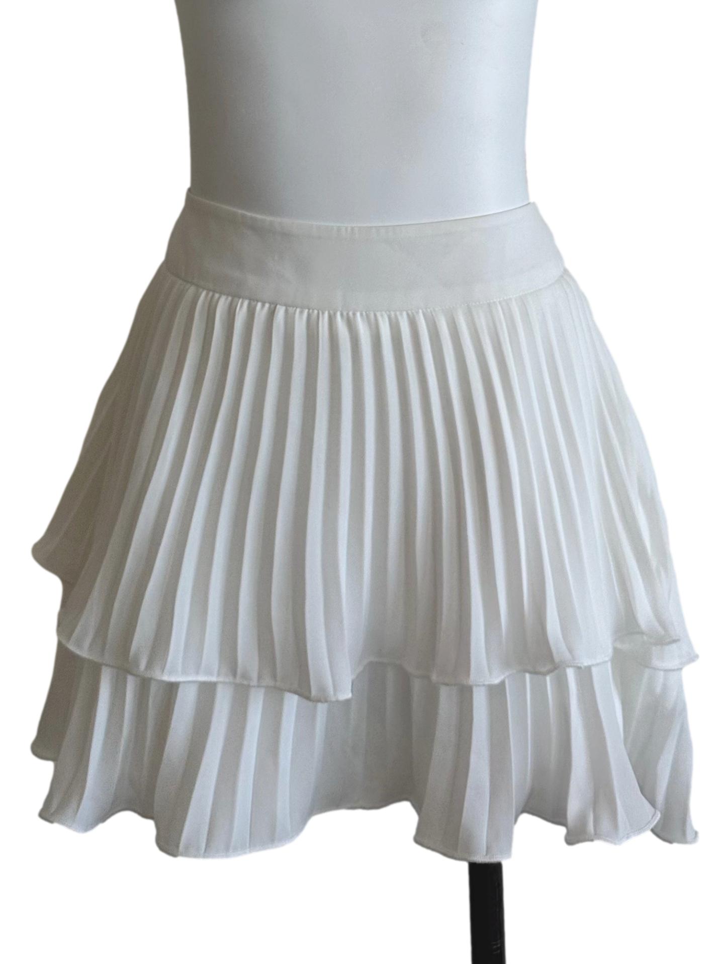 Ivory White Pleated Layered Skort