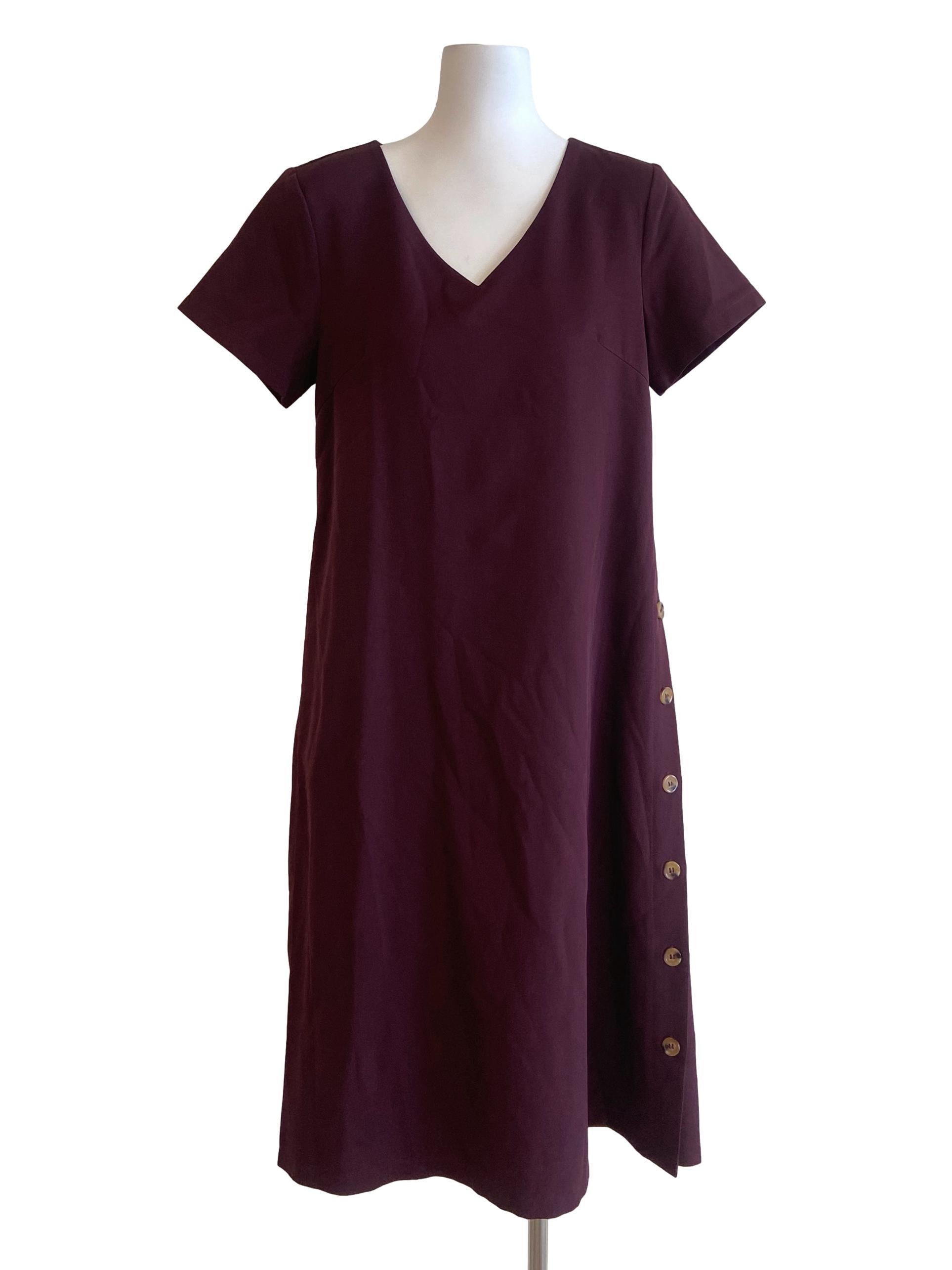 Ruby Red V Neck Twill Empire Dress