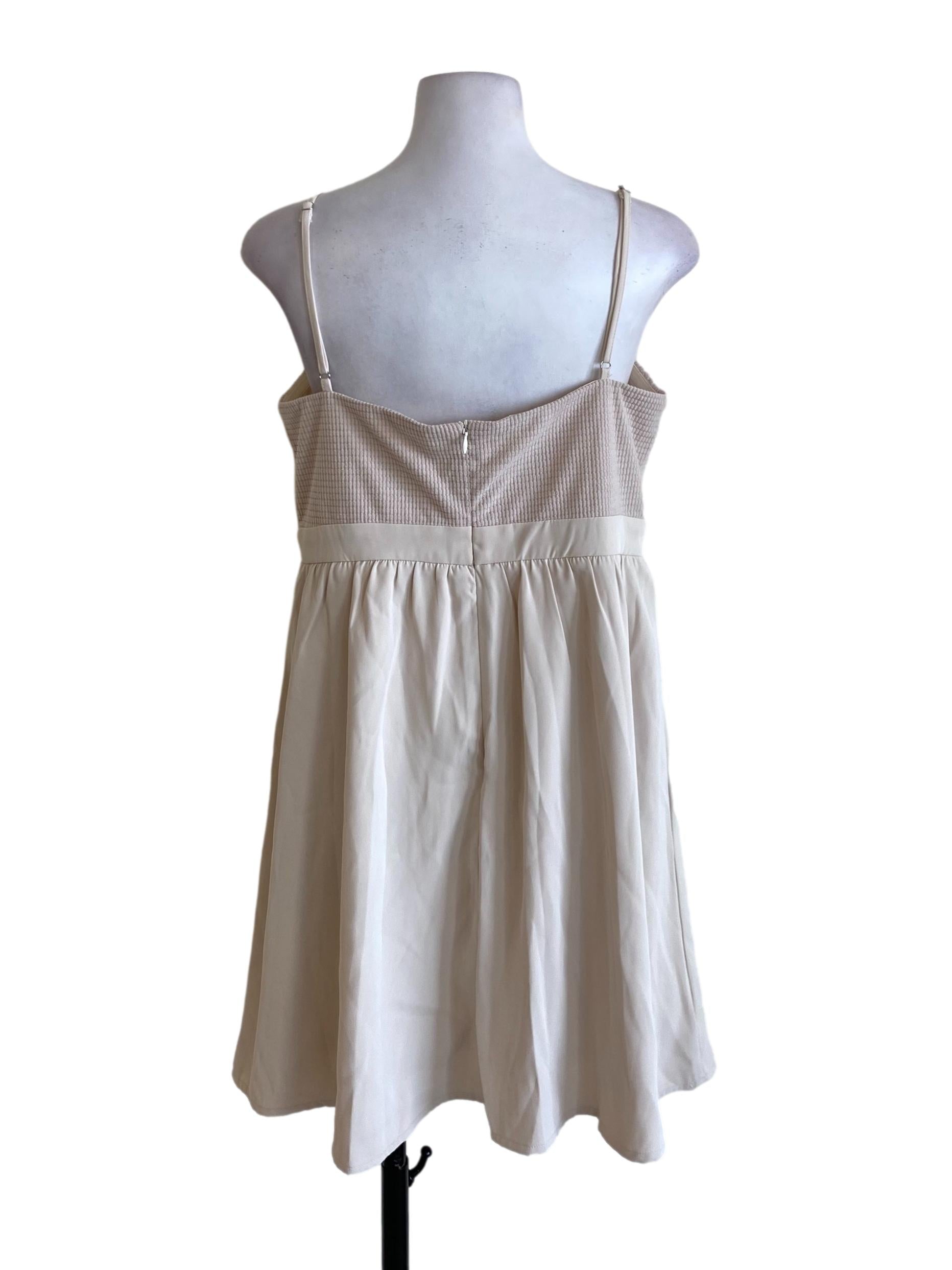 Light Beige Brown Spaghetti Strap Sweetheart Neck Mini Dress