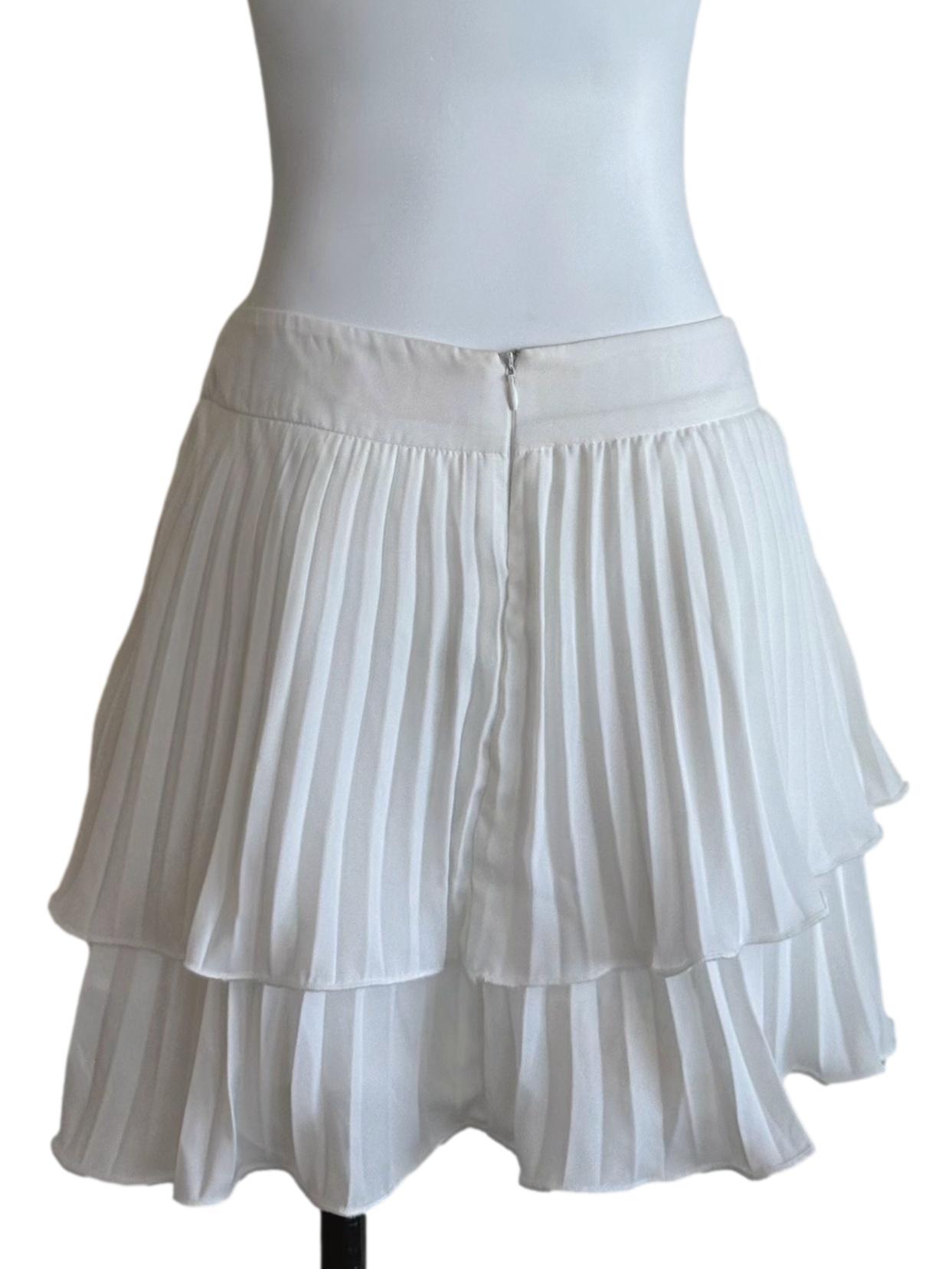 Ivory White Pleated Layered Skort