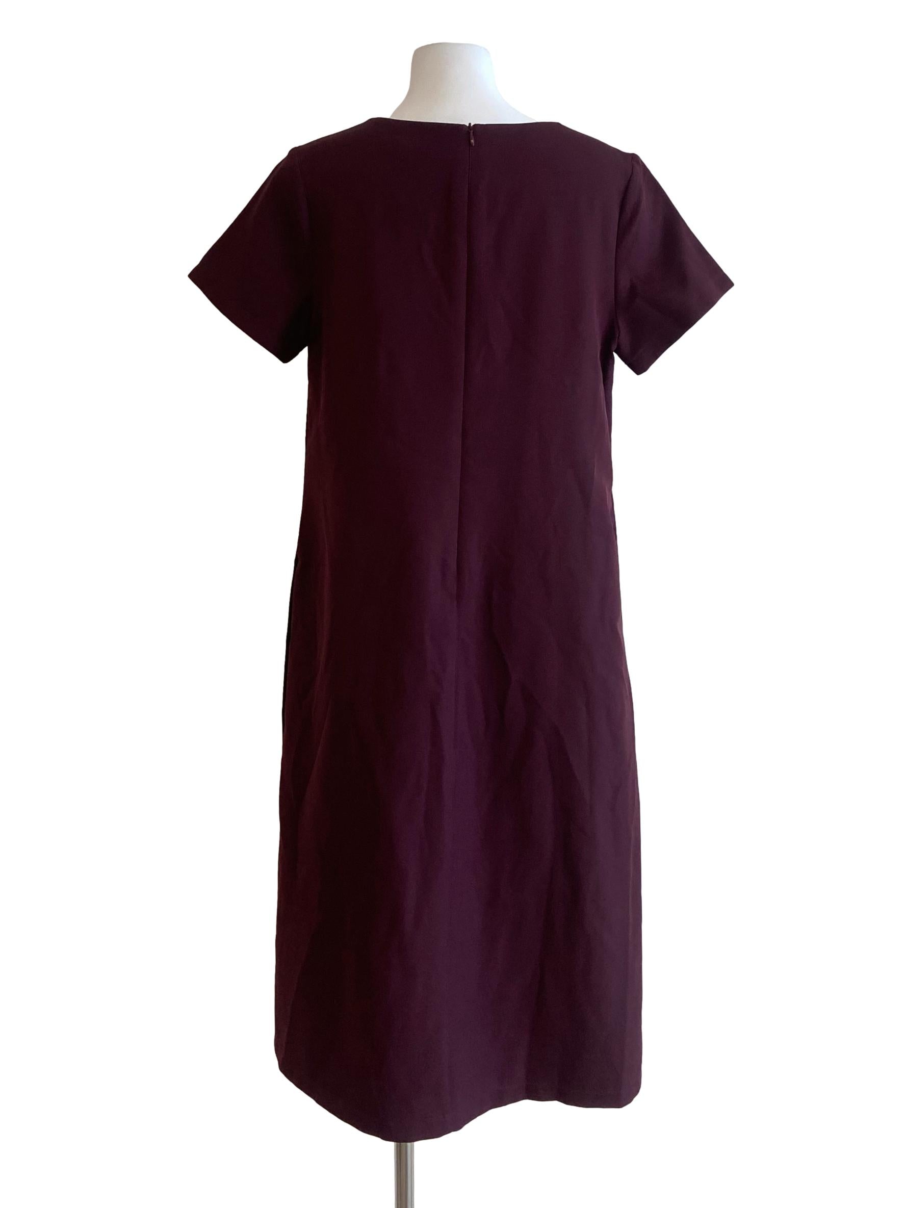 Ruby Red V Neck Twill Empire Dress