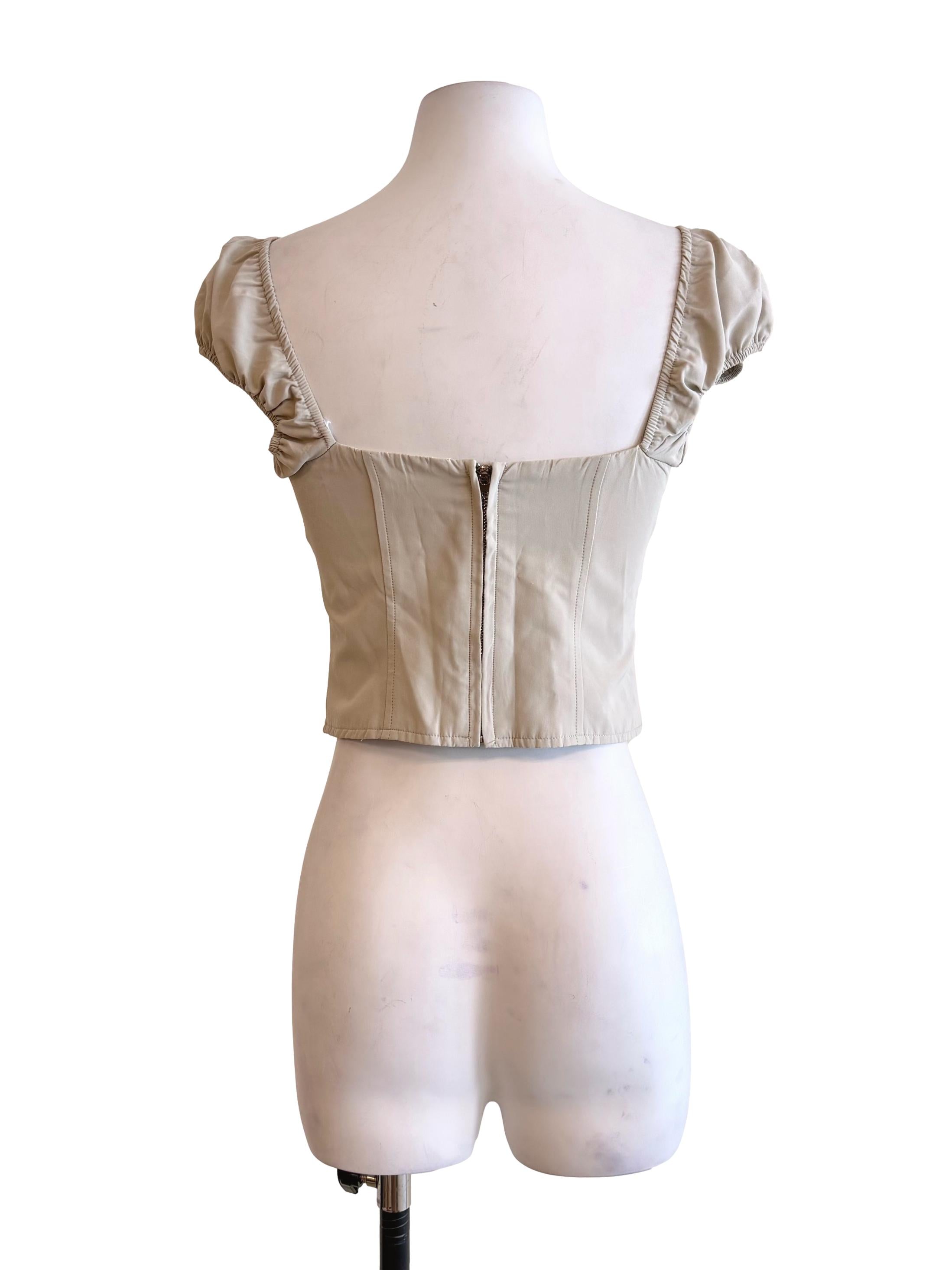 Olive Green Puff Sleeves Blouse