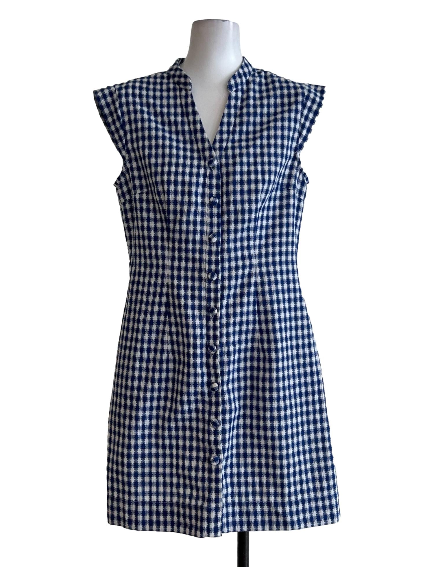 Blue And White Sleeveless Dress