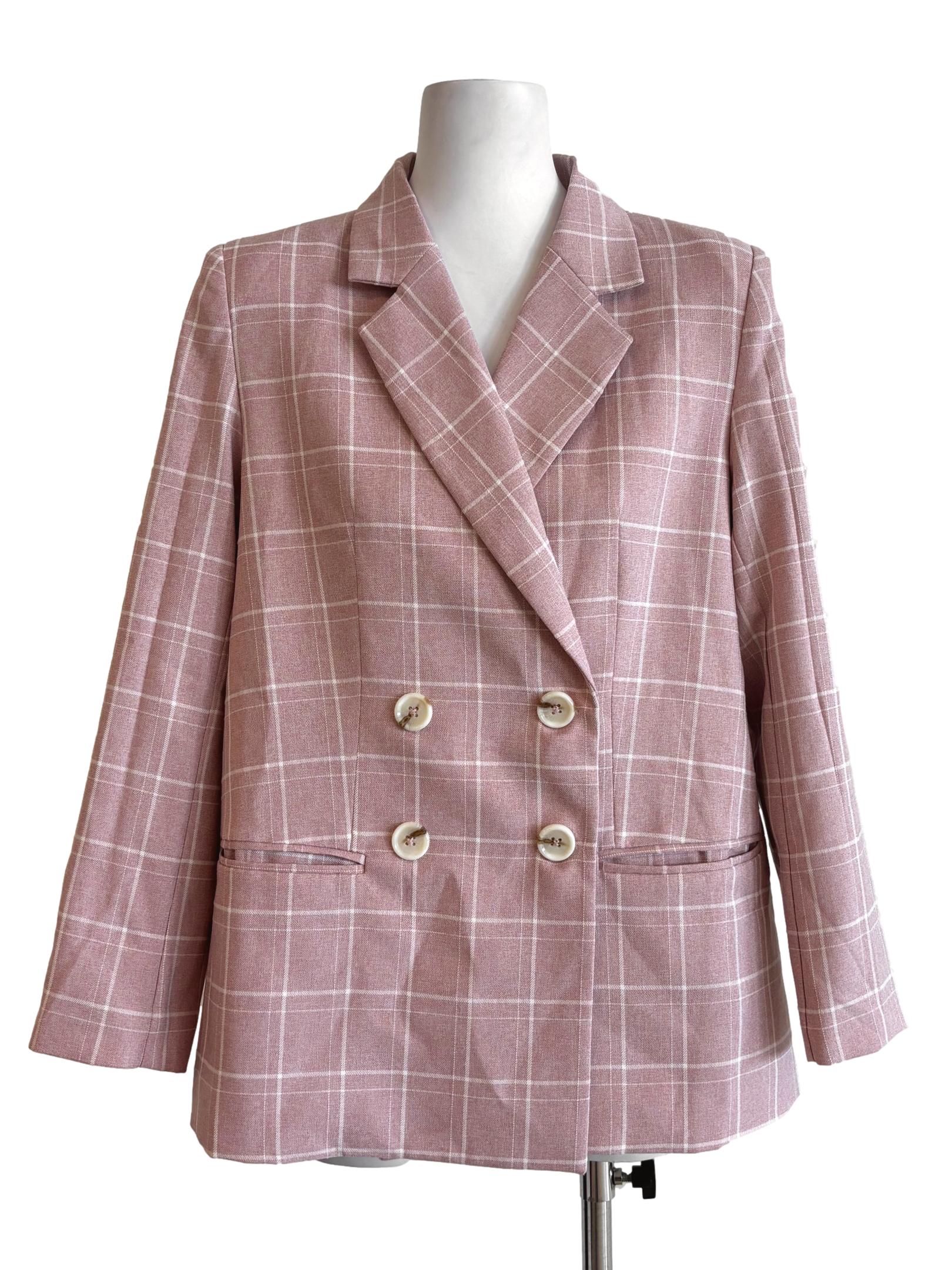 Puce Pink Double Breasted Blazer LB