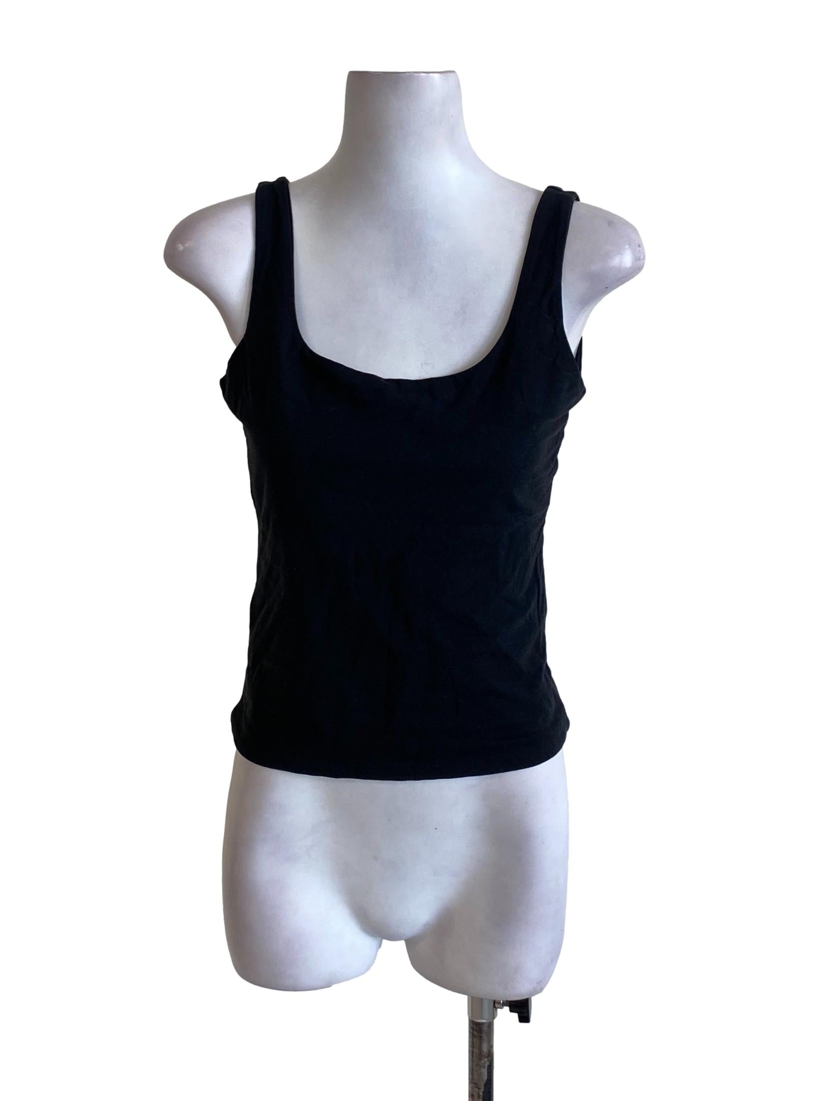 Black Plain Scoop Back Tank Top