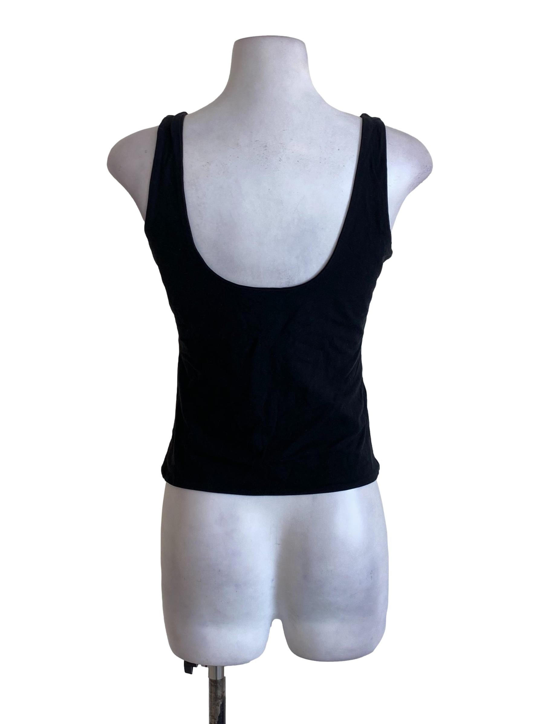 Black Plain Scoop Back Tank Top