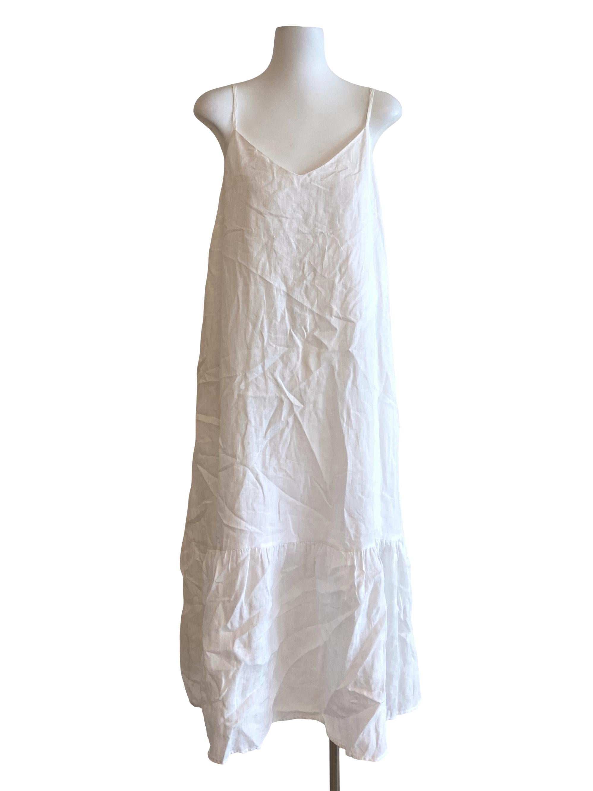 White Sleeveless Drop Waist Dress TEM