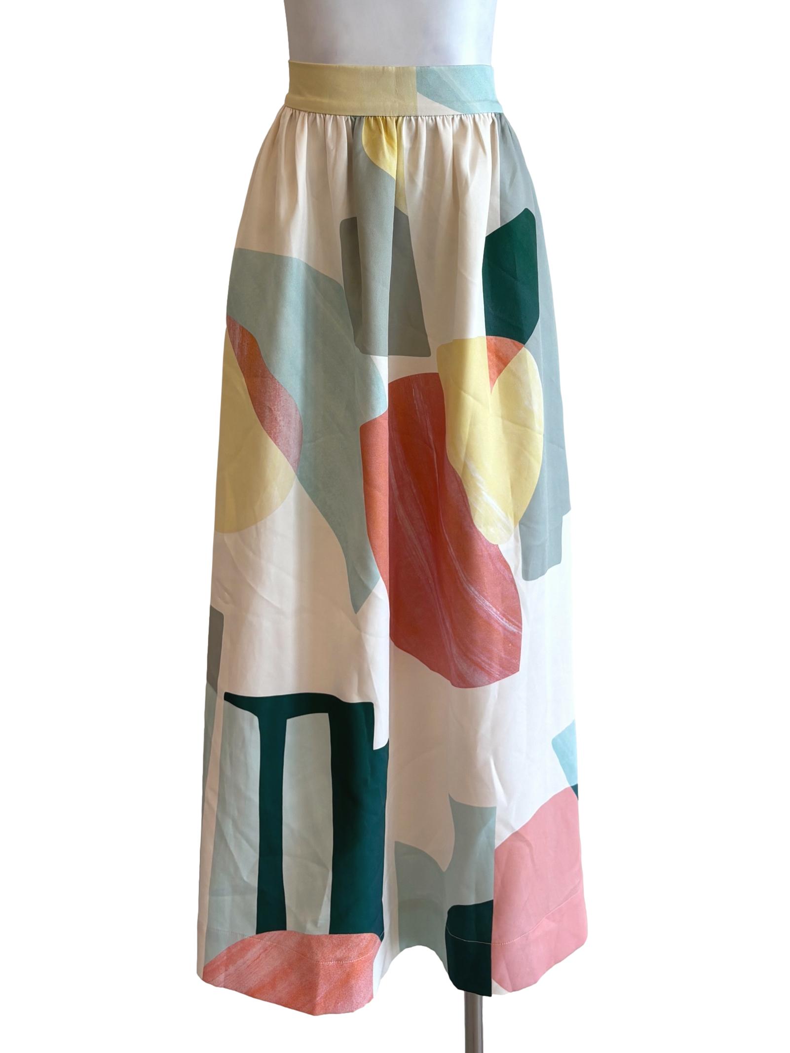 Colourful Patterned A-Line Skirt LB