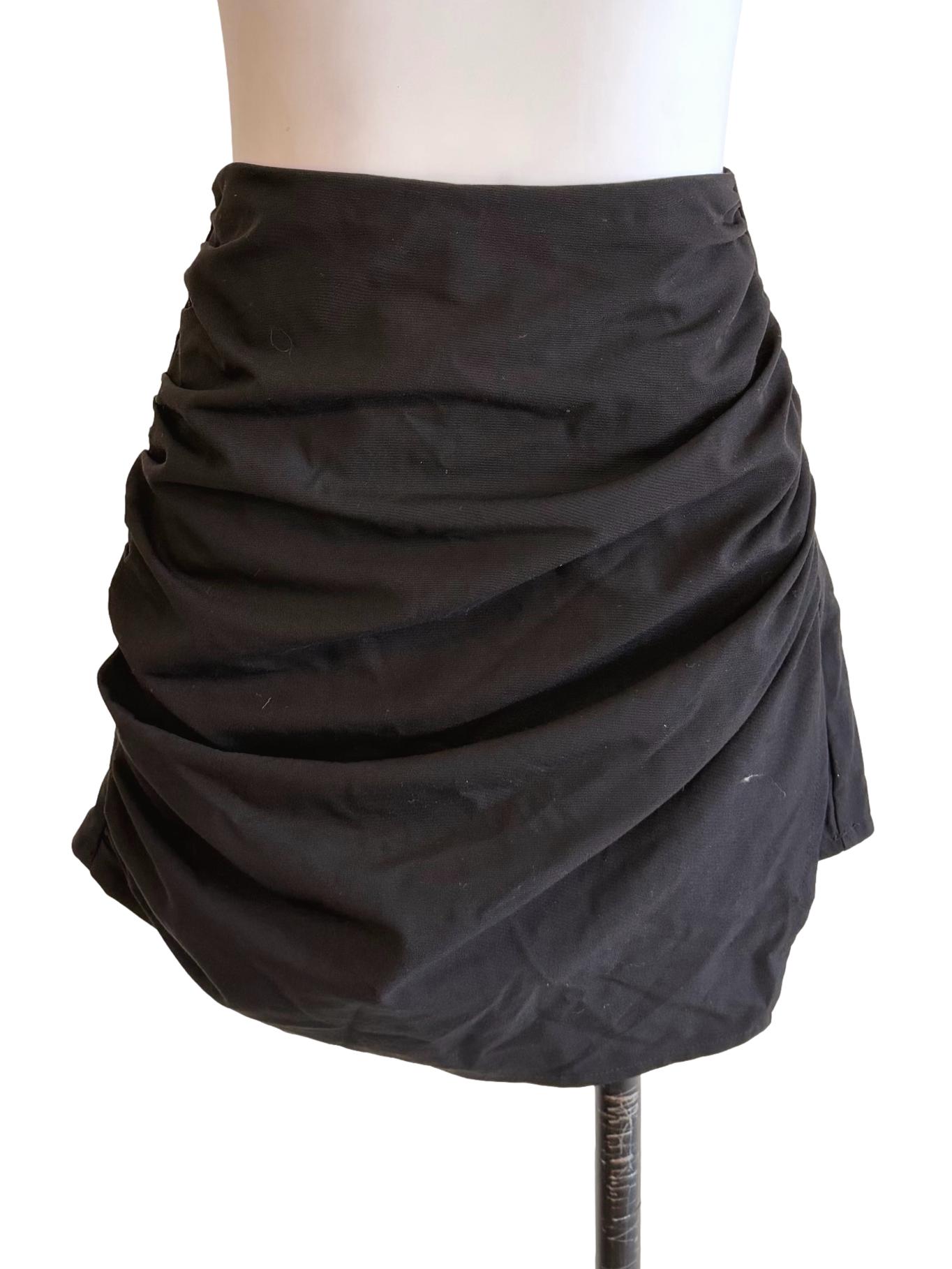 Black Draped High Waist Skorts TR