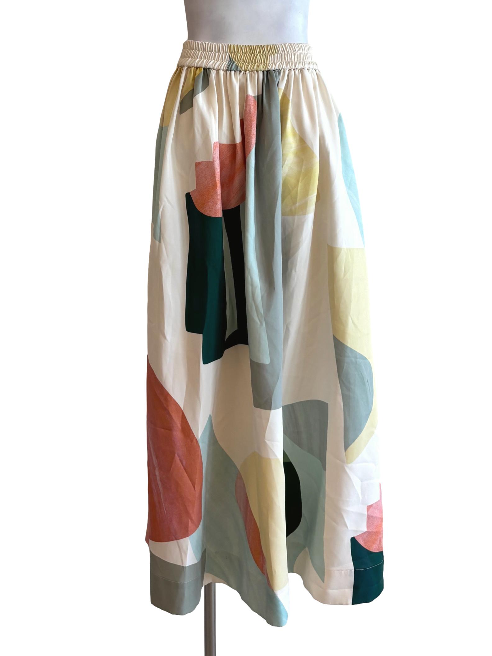Colourful Patterned A-Line Skirt LB