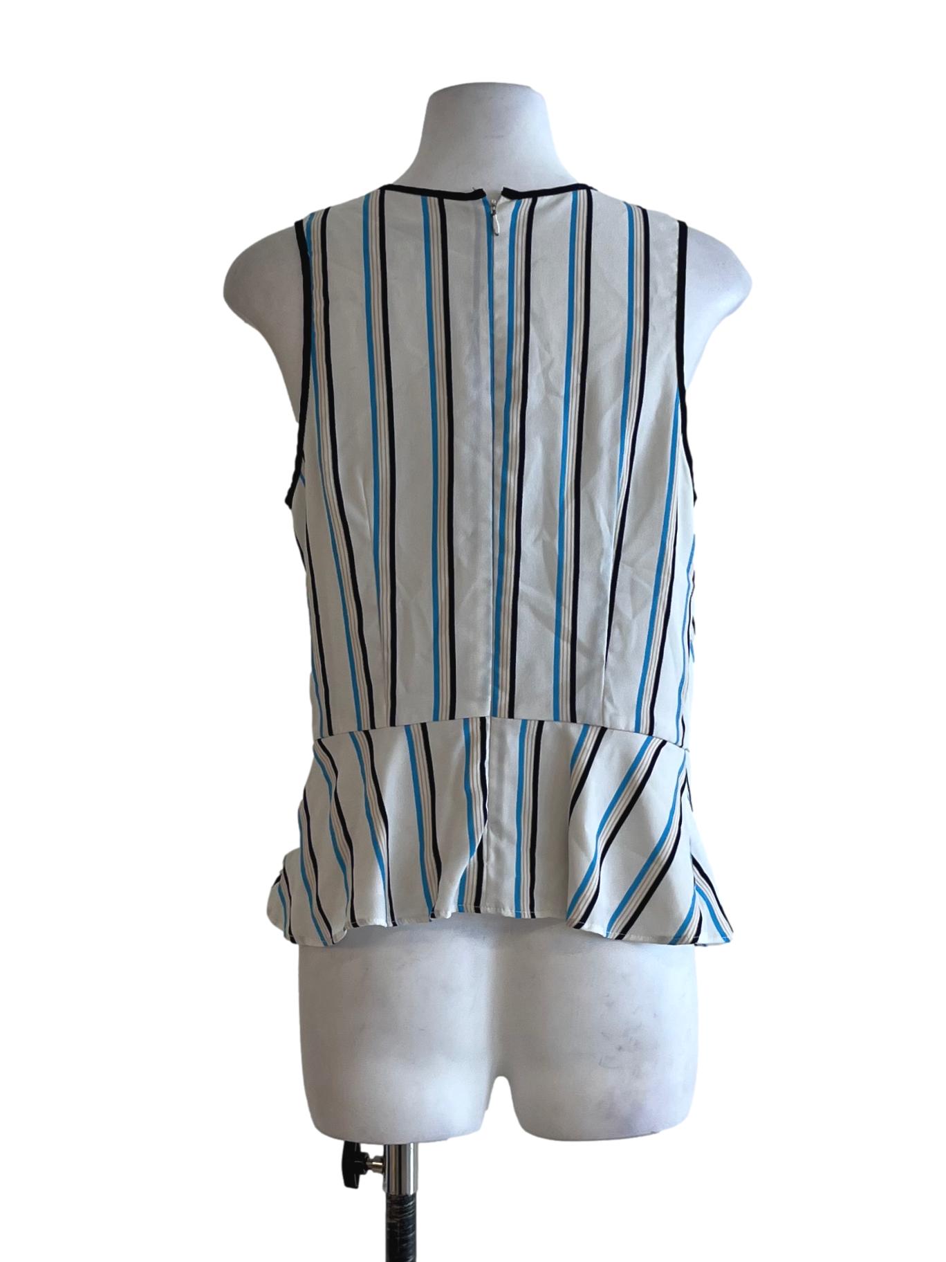 White Awning Stripe Sleeveless Top