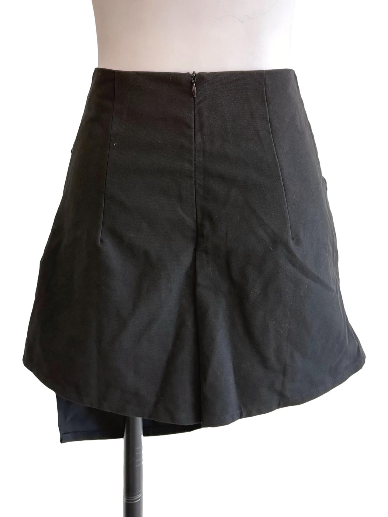 Black Draped High Waist Skorts TR