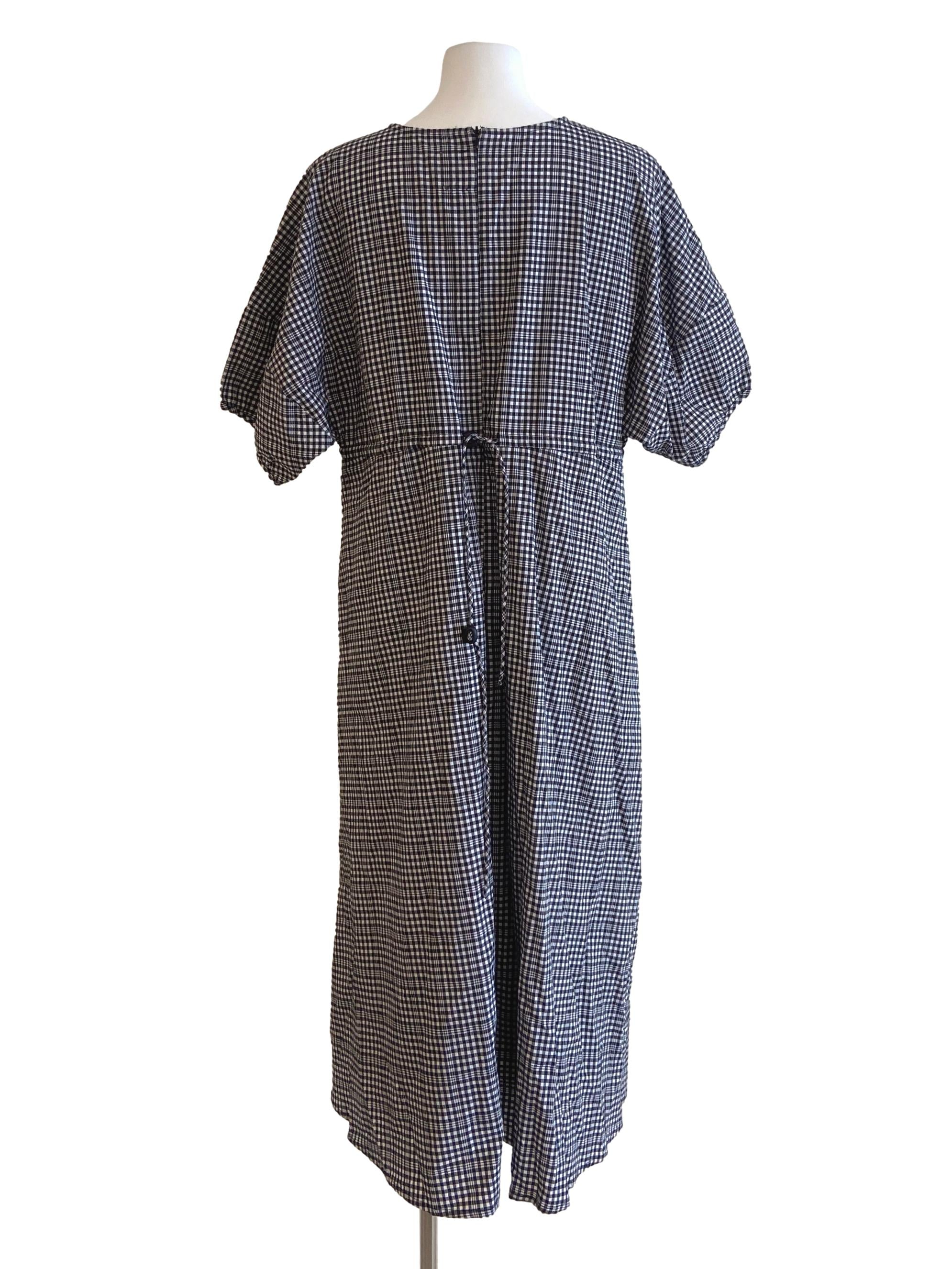 Black & White Gingham Batwing Sleeve Empire Dress