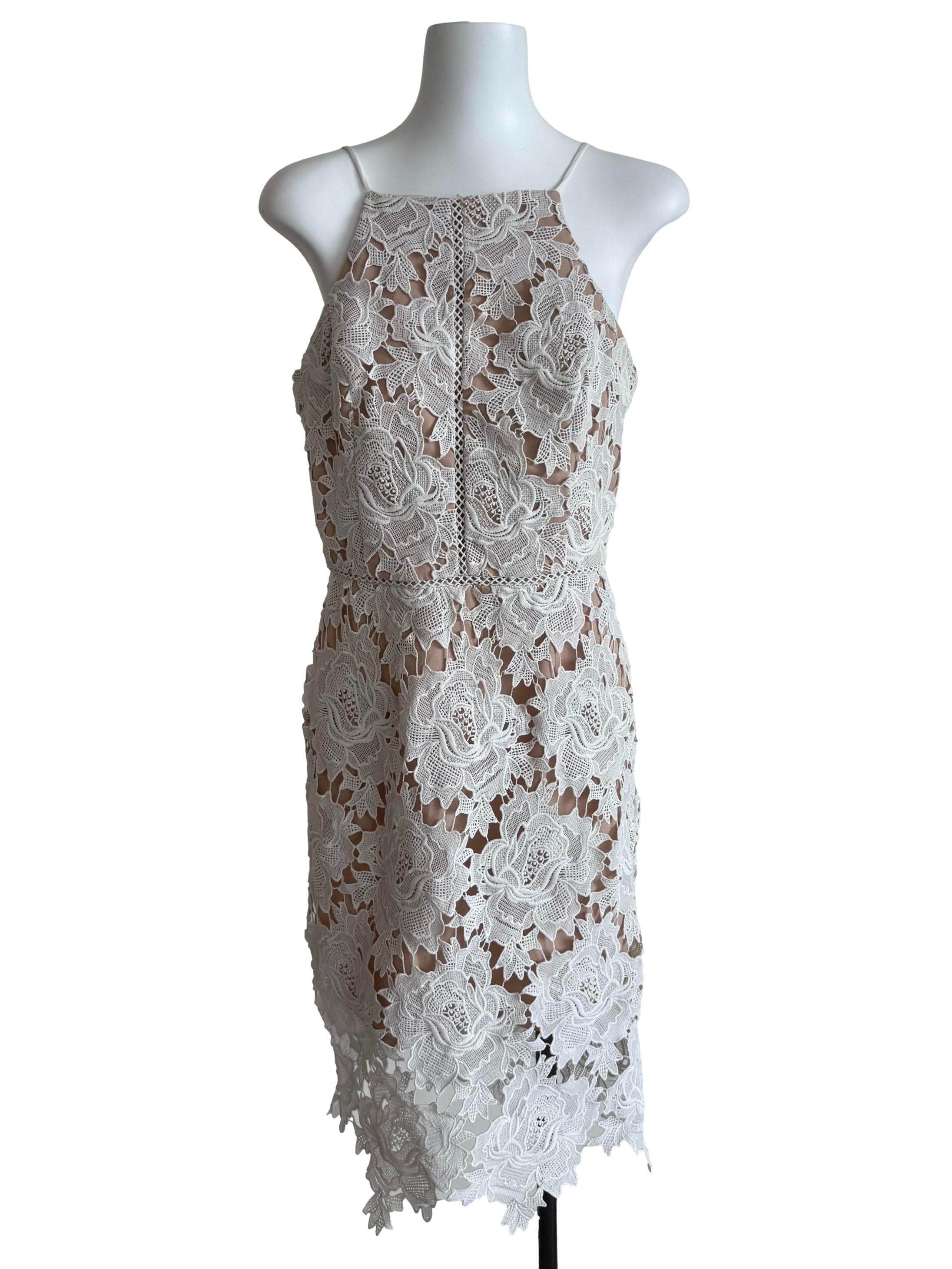 Adelyn Rae White Embroidery Halter Neck Sheath Dress | REFASH Adelyn Rae White Embroidery Halter Neck Sheath Dress | REFASH