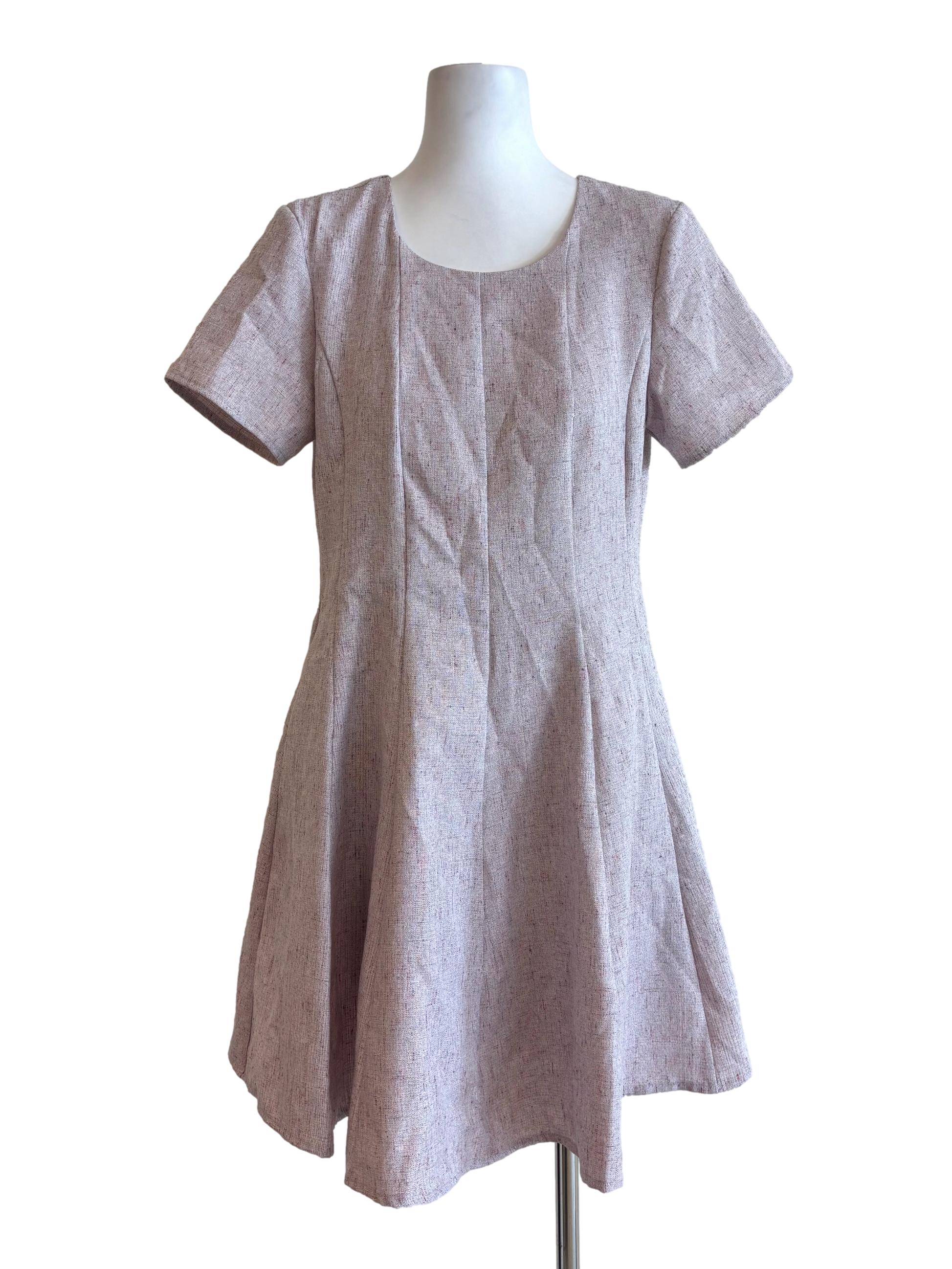 Puce Pink Short Sleeve A-Line Dress