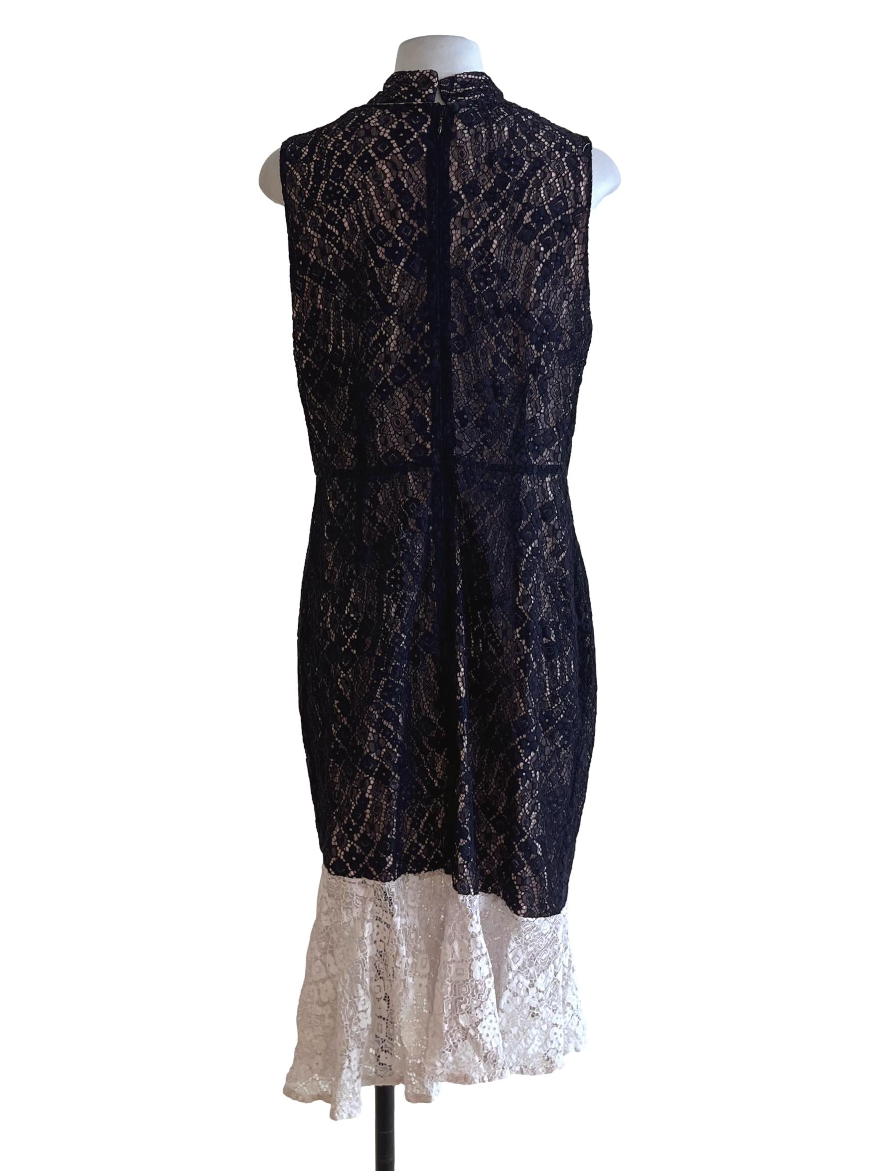Navy Blue Lace A-Line Dress