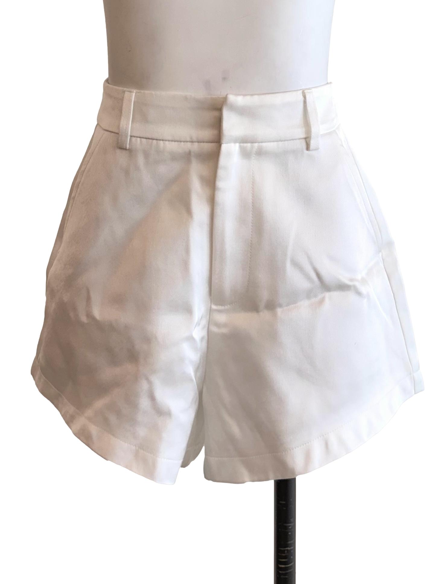 White High Waist Flare Shorts