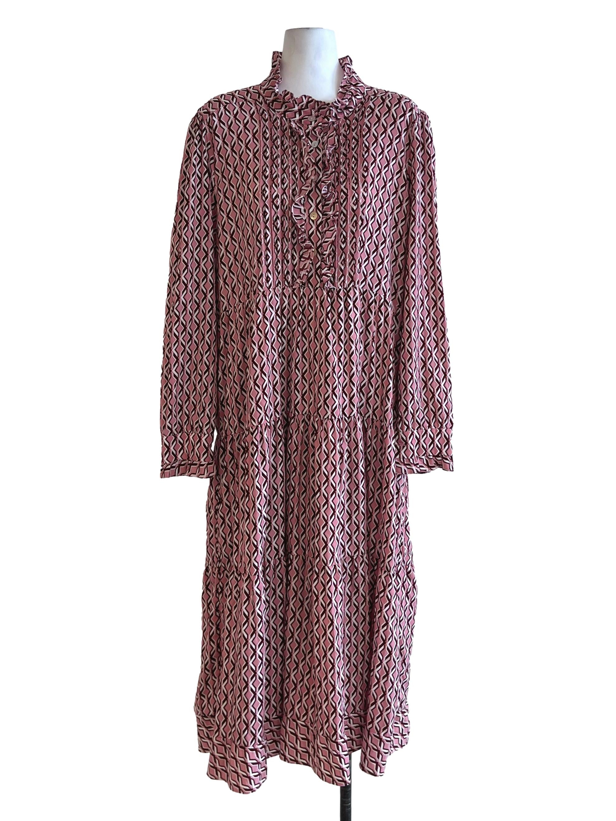 Rouge Pink Abstract Empire Dress