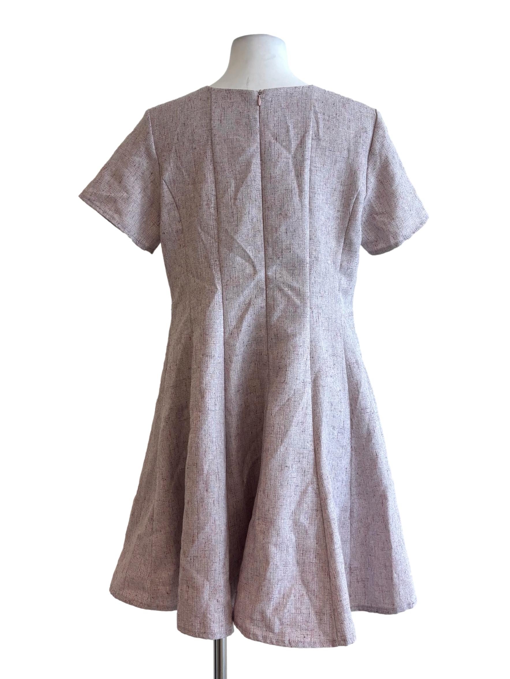 Puce Pink Short Sleeve A-Line Dress