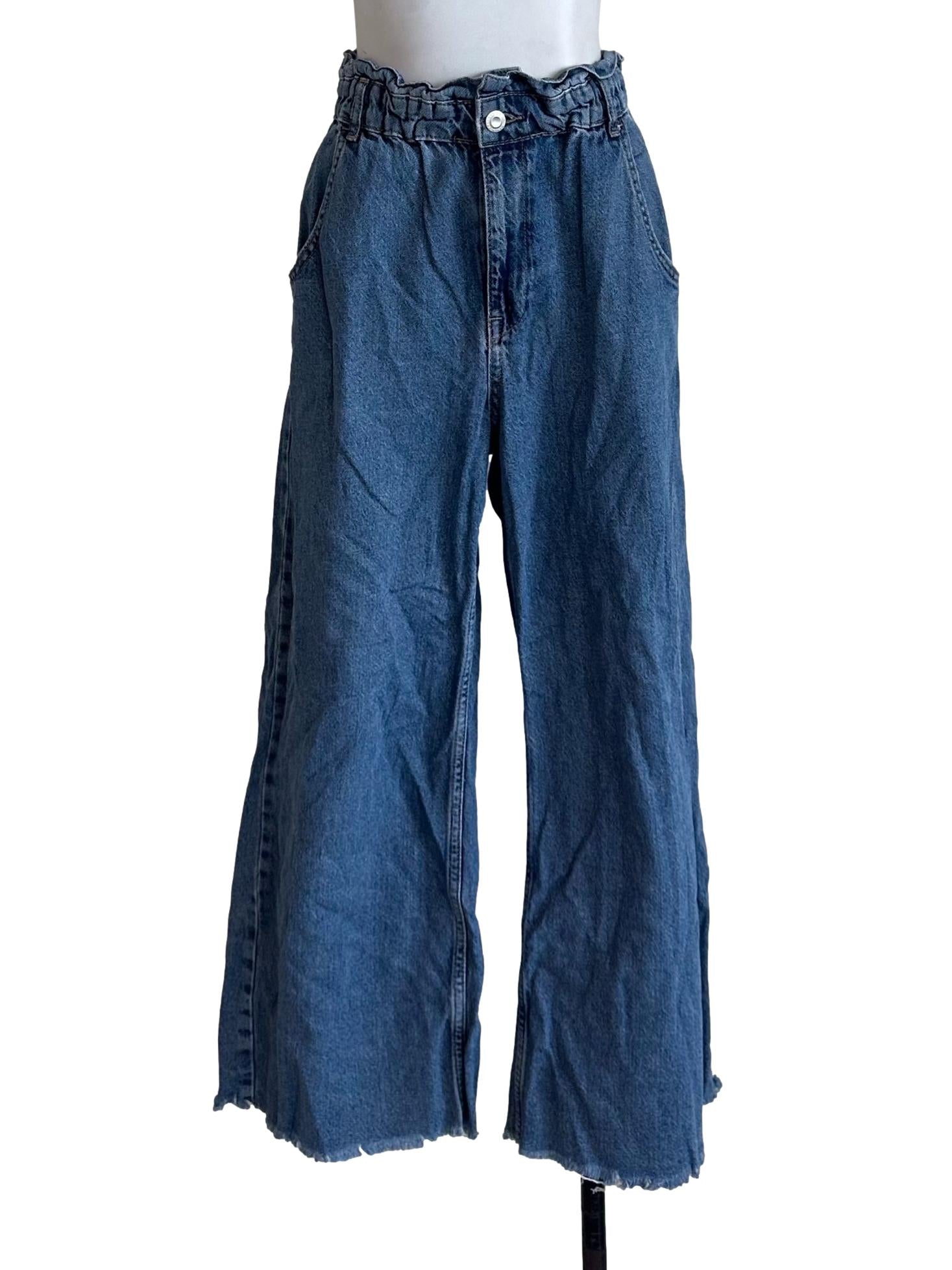 Illusion Blue Denim Elastic Waist Jeans