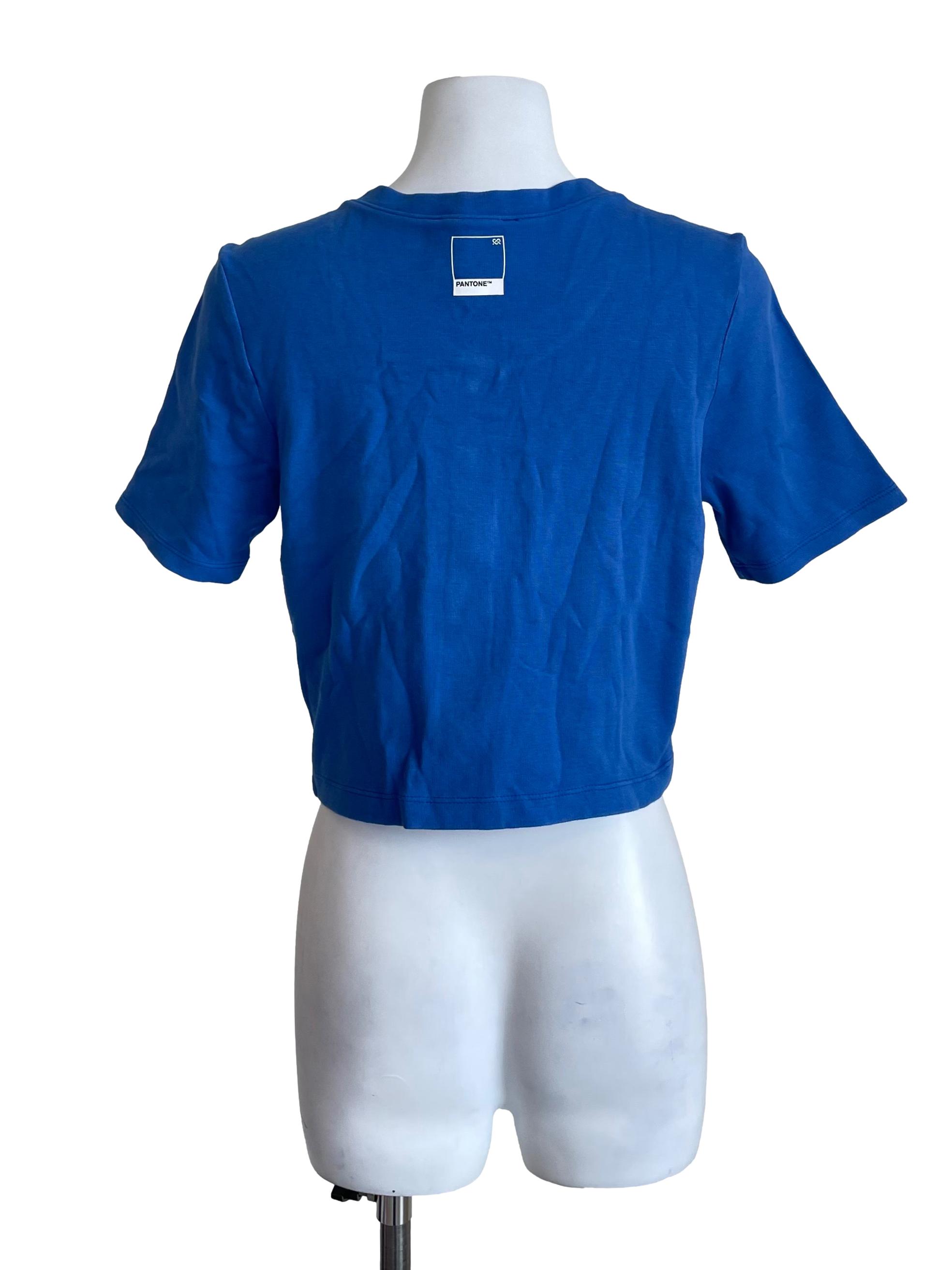 Cobalt Blue Button Down Crop Top