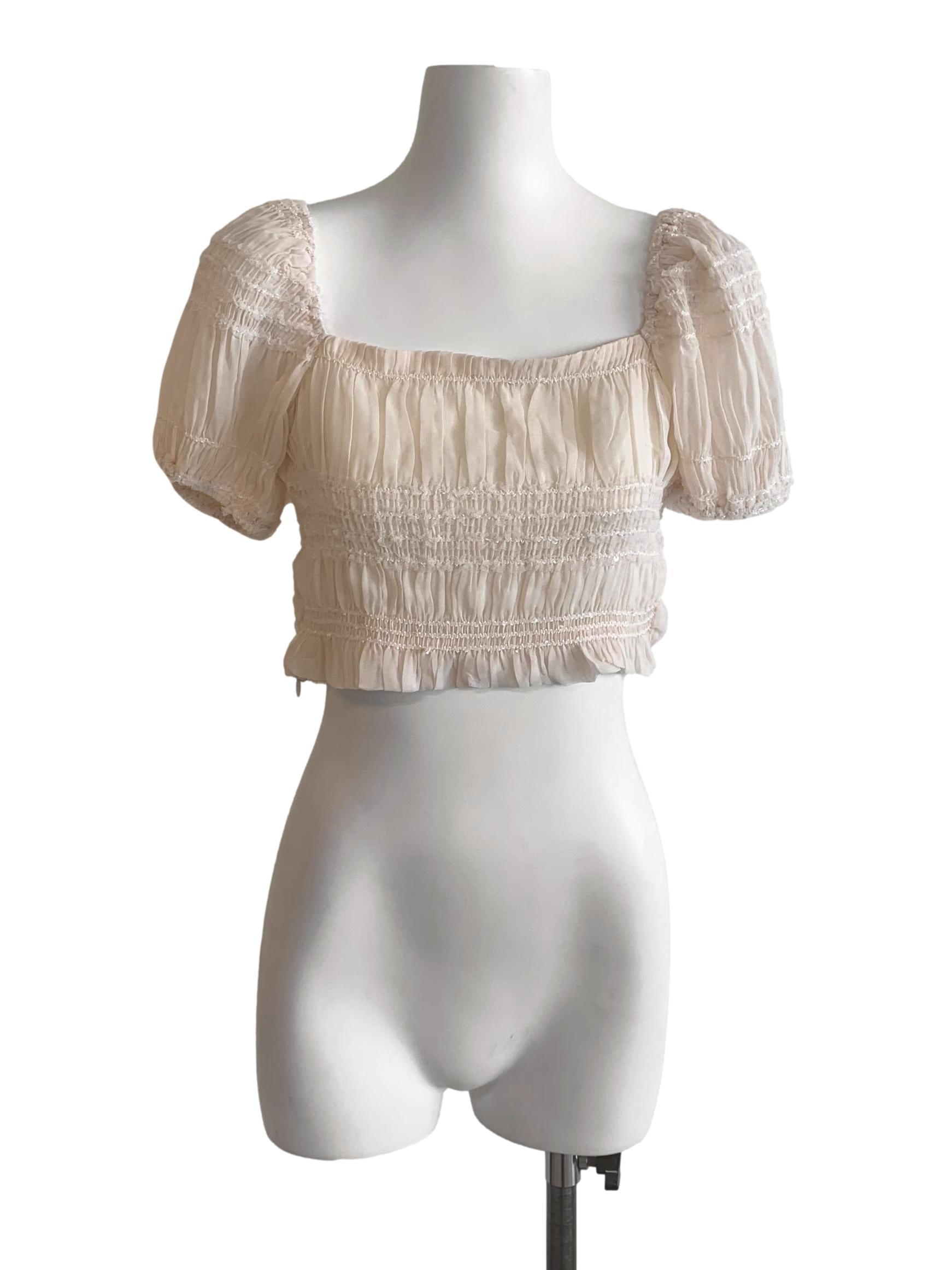 Eggnog Beige Puff Sleeve