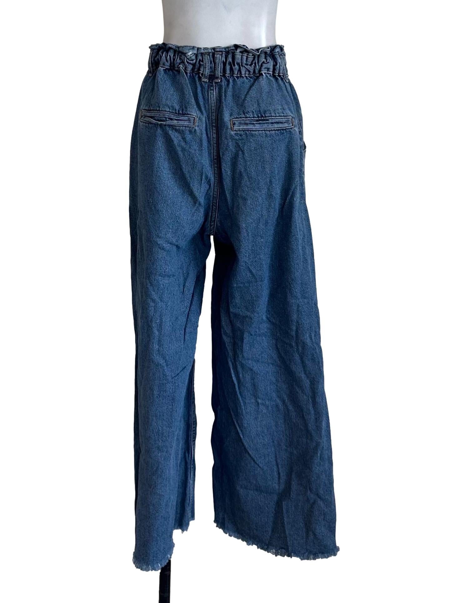 Illusion Blue Denim Elastic Waist Jeans