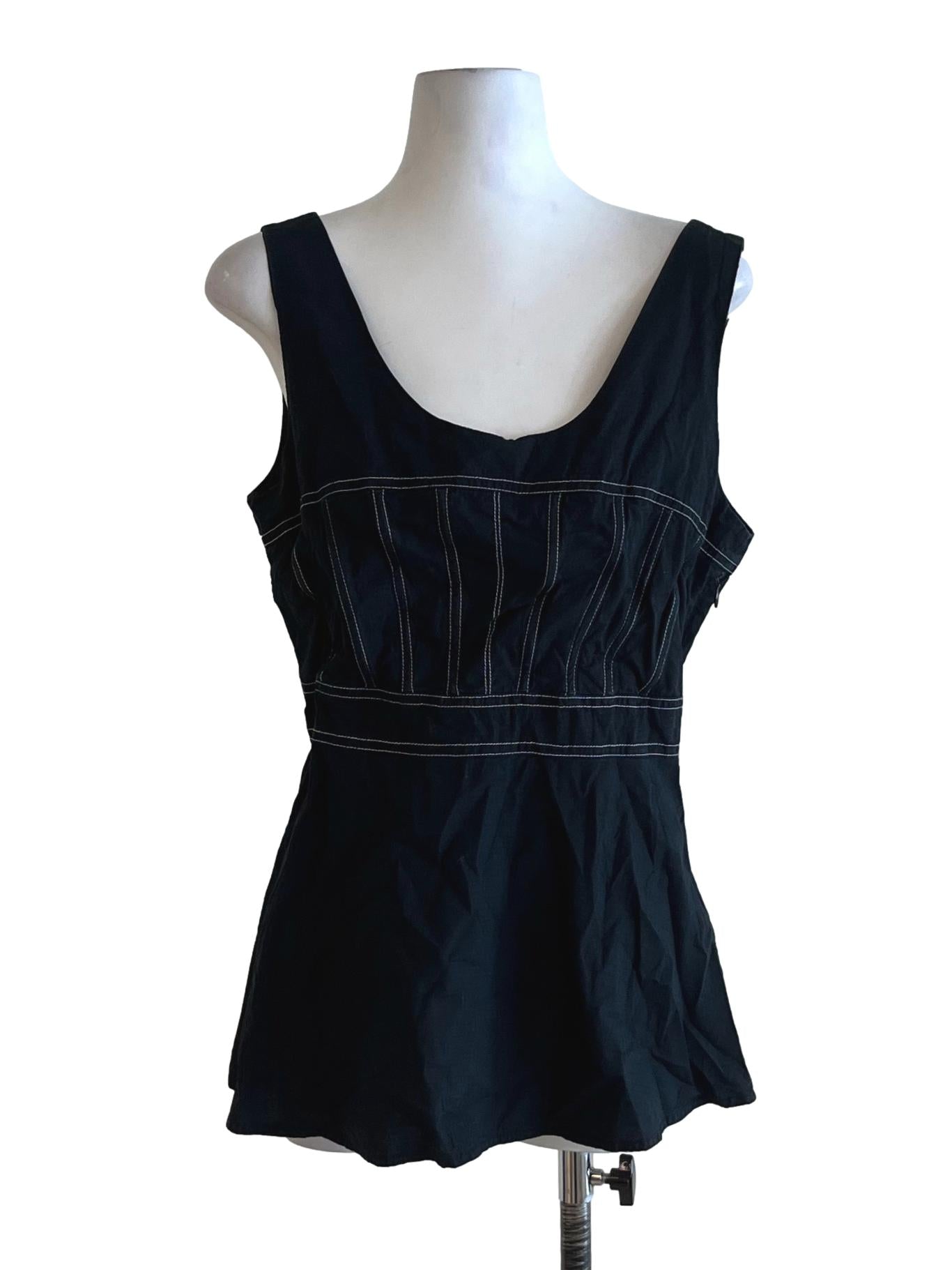 Black Scoop Neckline Sleeveless Top