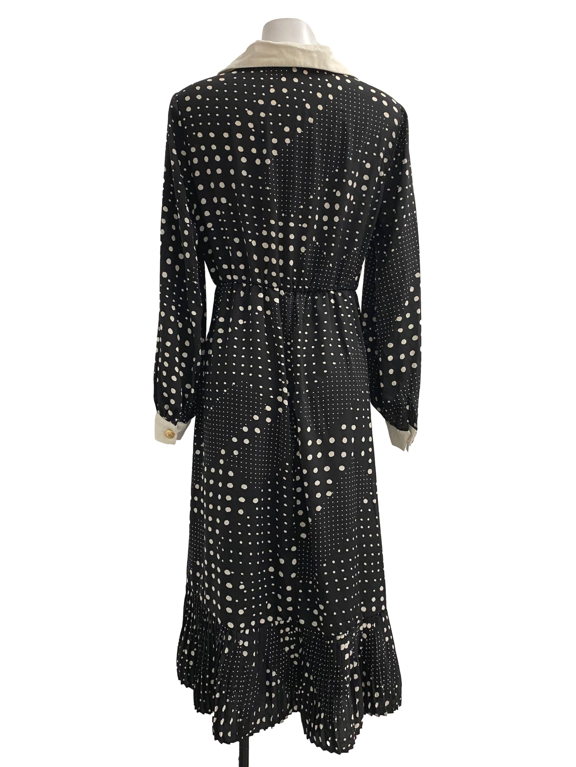 Black & White Mixed Dot Peterpan-Collar Dress