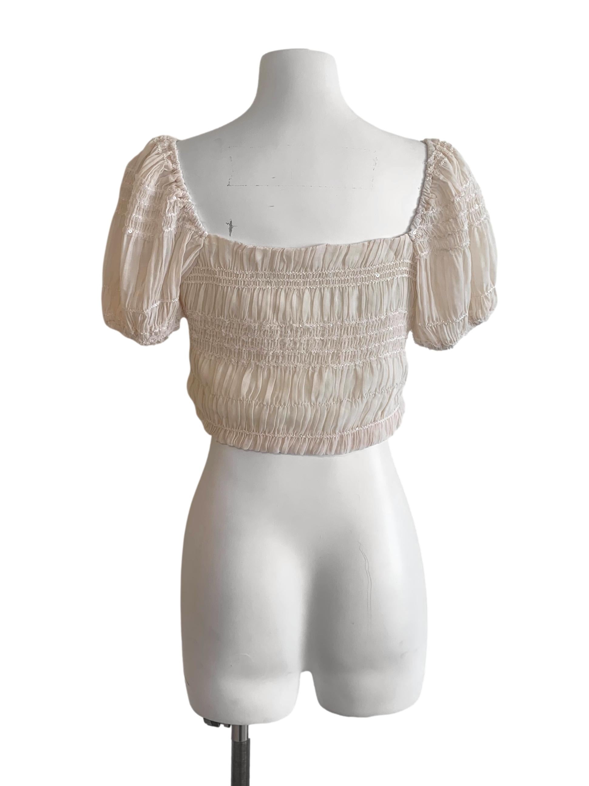 Eggnog Beige Puff Sleeve